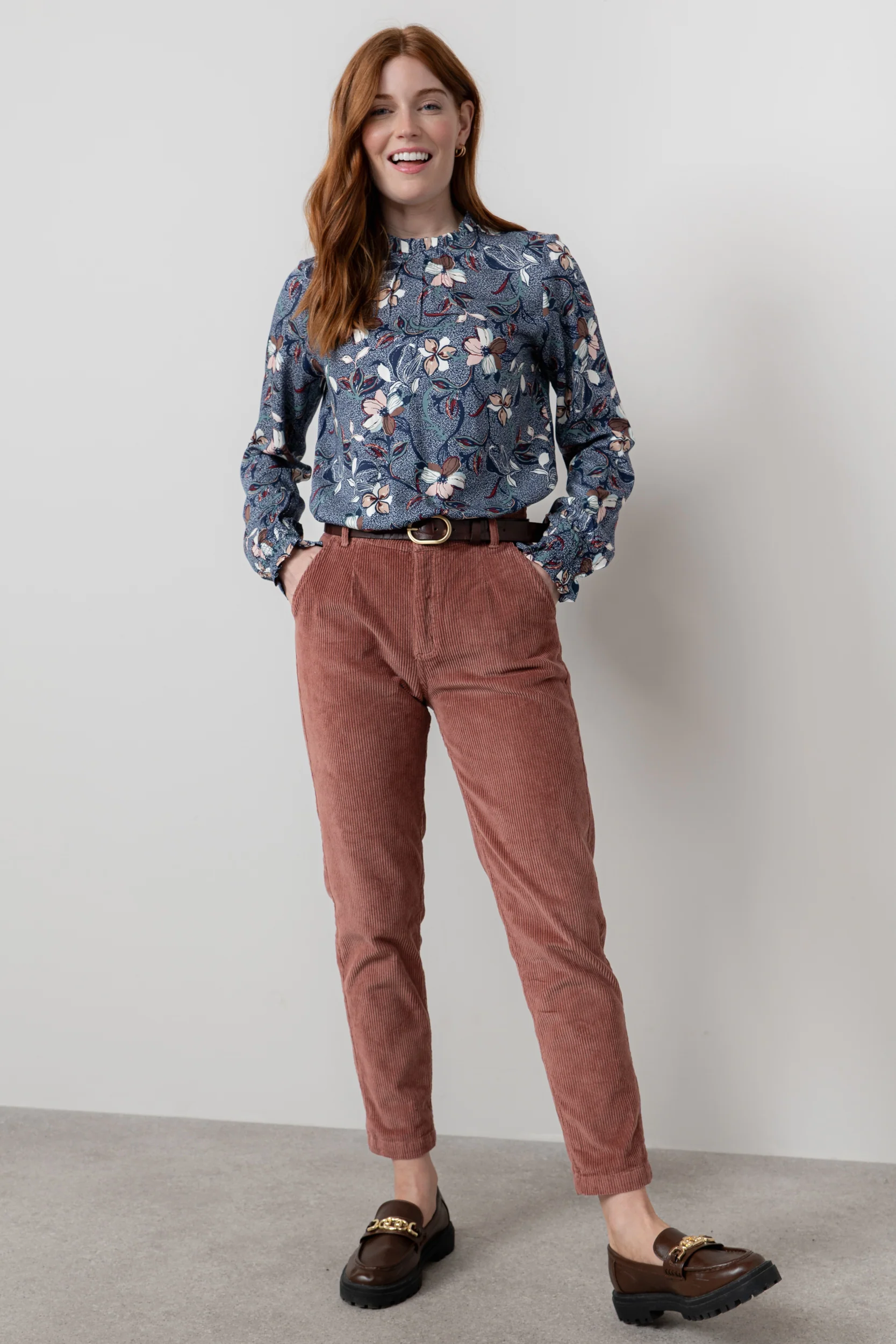 Fiona Gathered Neck Blouse Navy - Image 5