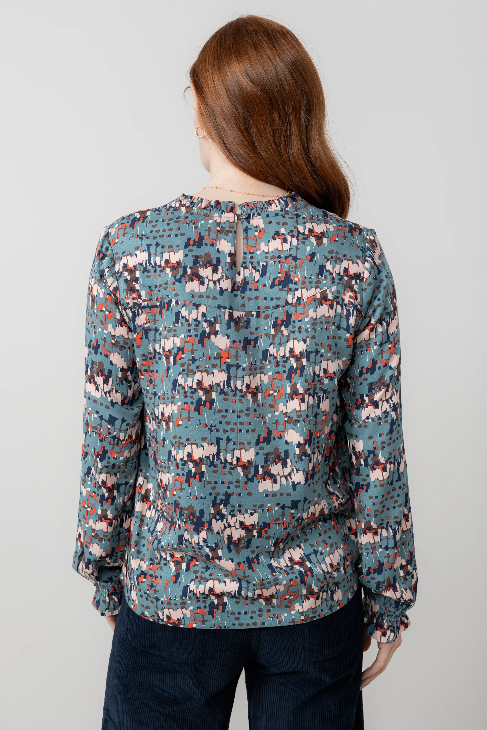 Fiona Gathered Neck Blouse Sea Mist - Image 4