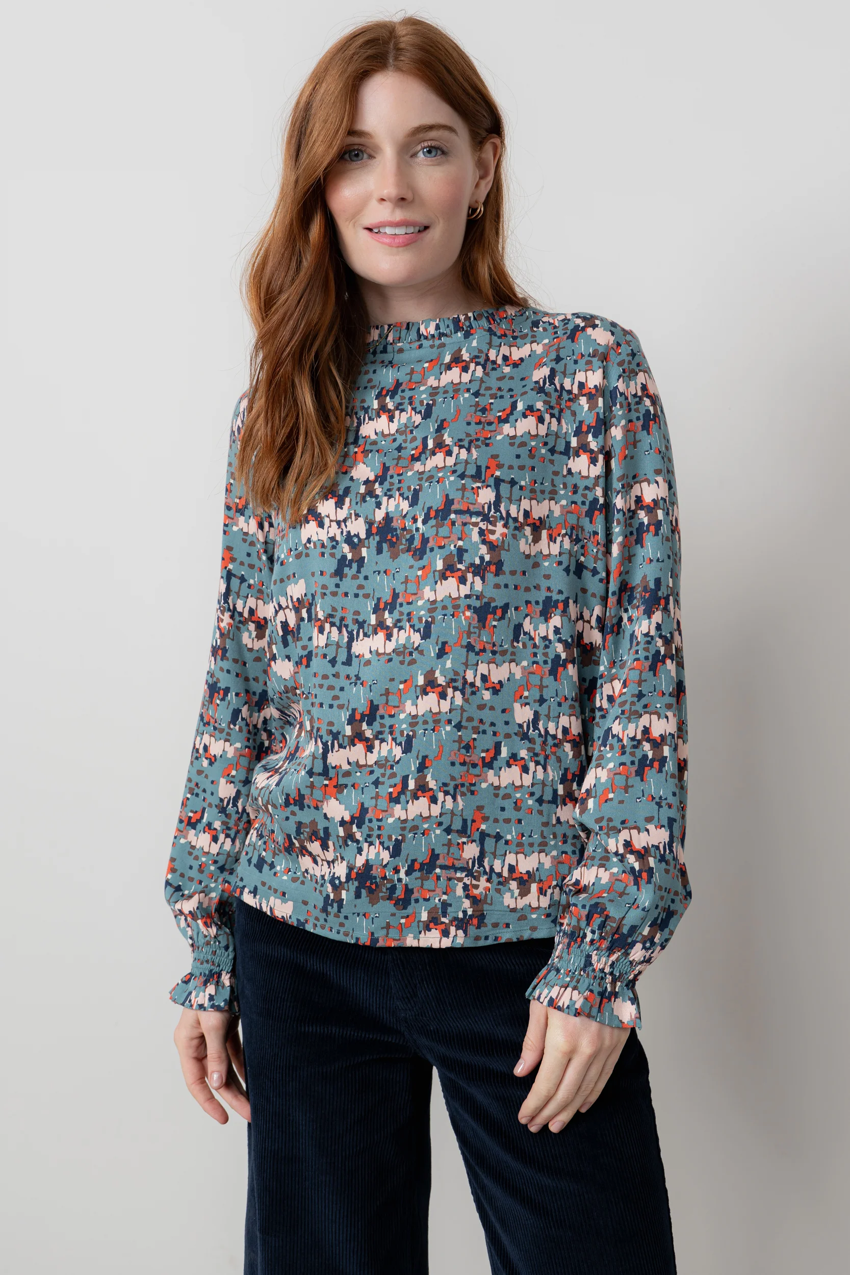 Fiona Gathered Neck Blouse Sea Mist - Image 5
