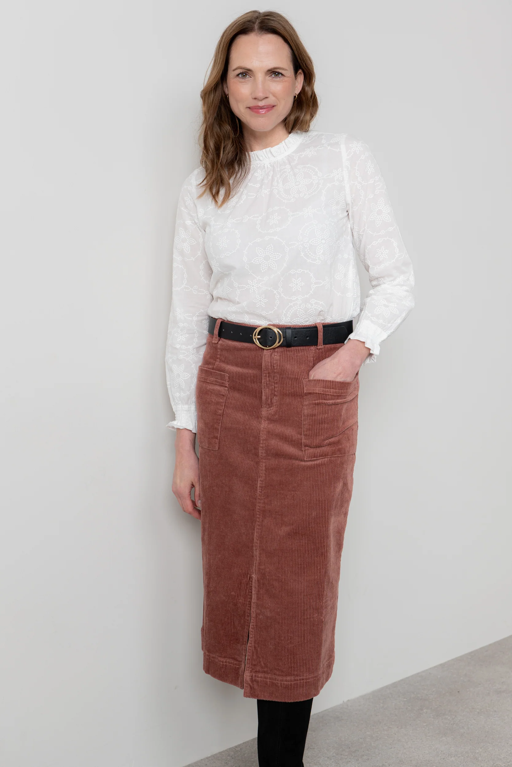 Fiona Gathered Neck Blouse White - Image 2