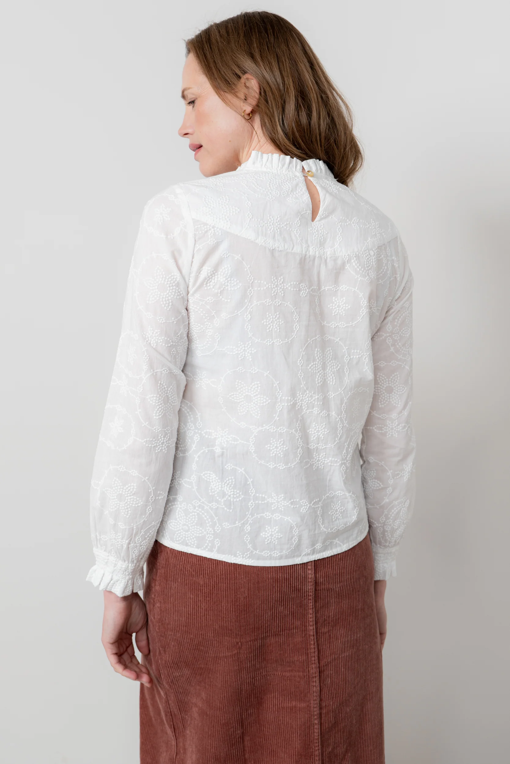 Fiona Gathered Neck Blouse White - Image 4