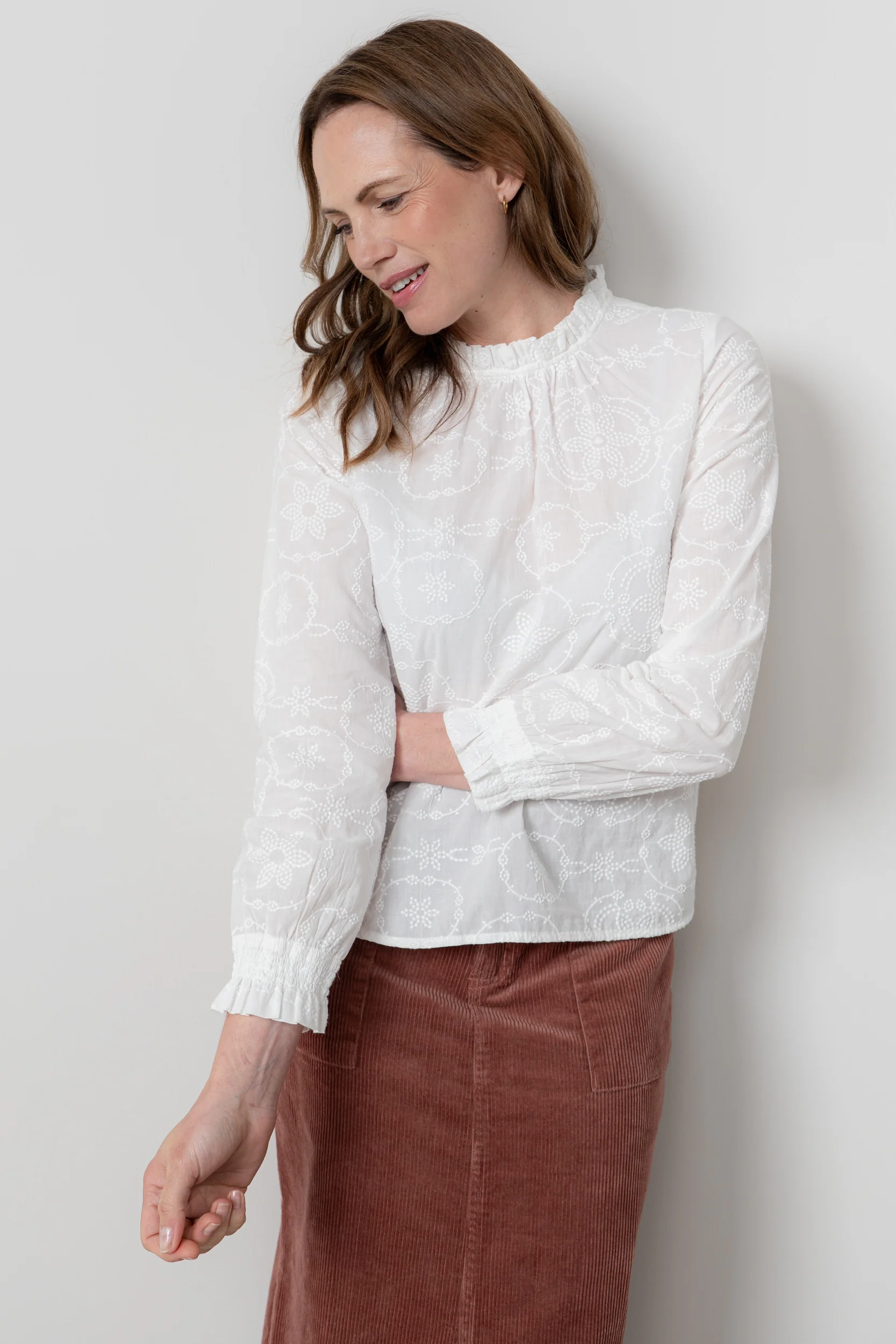 Fiona Gathered Neck Blouse White - Image 8