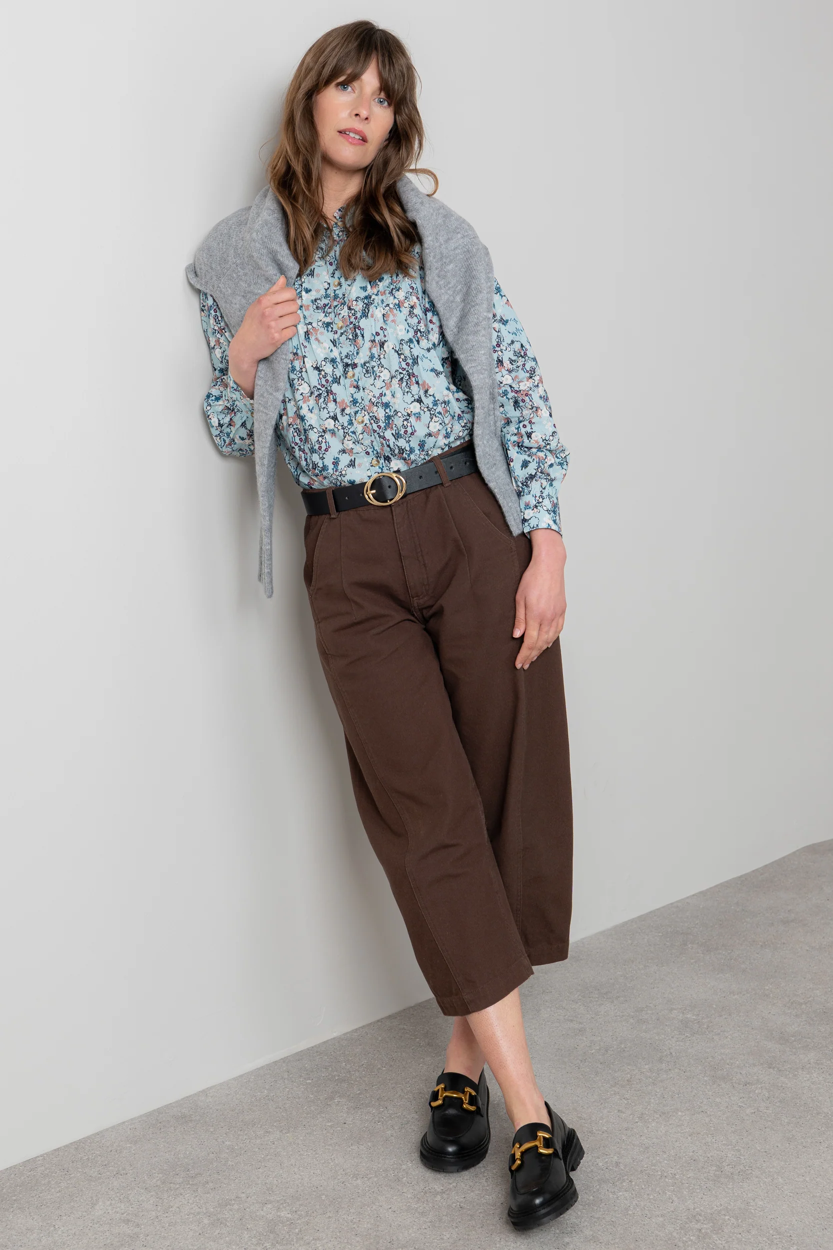 Flora Organic Cotton Ditsy Print Blouse Ice Blue - Image 6