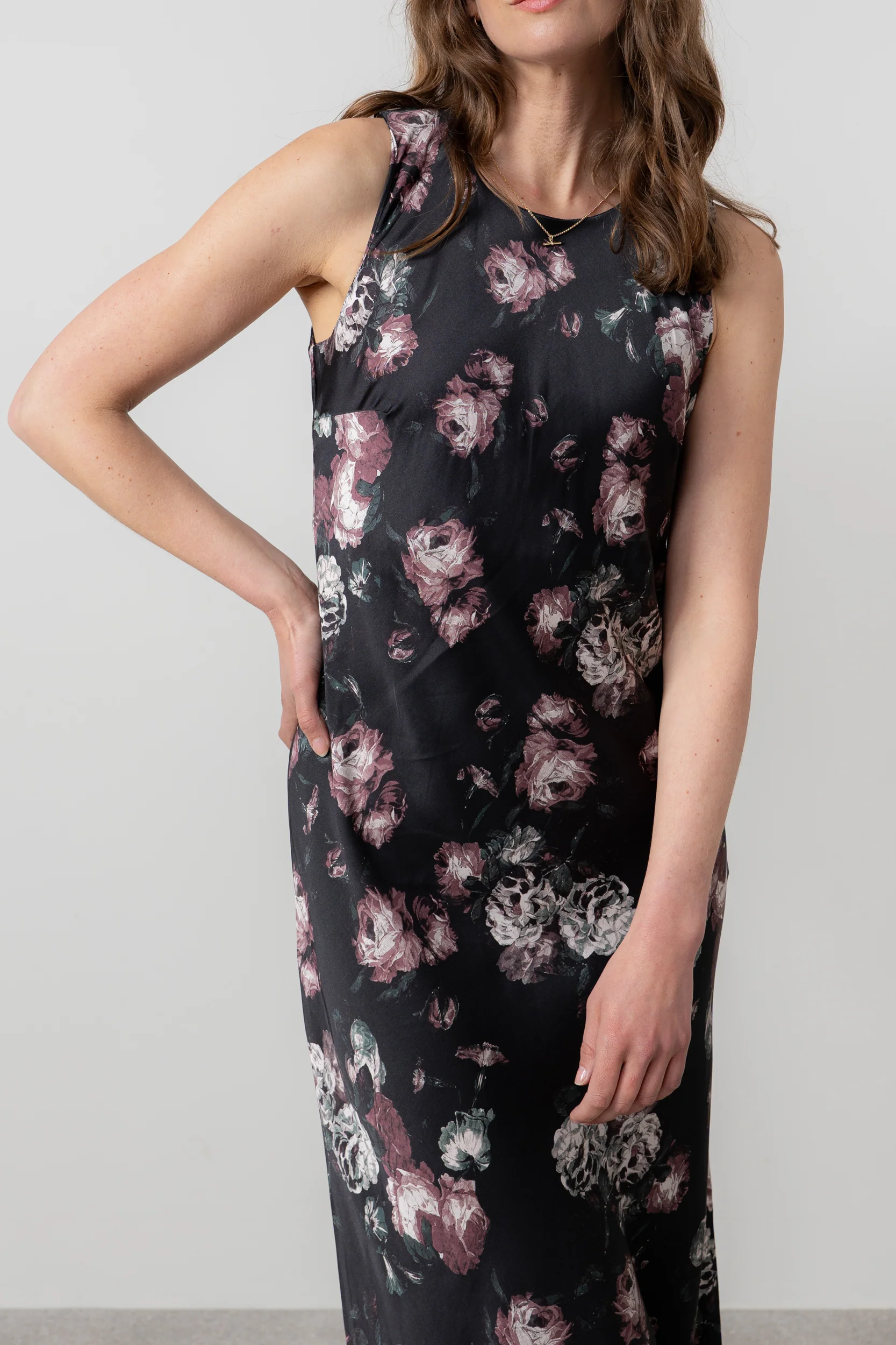 Florence Sleeveless Satin Midi Dress Black - Image 5