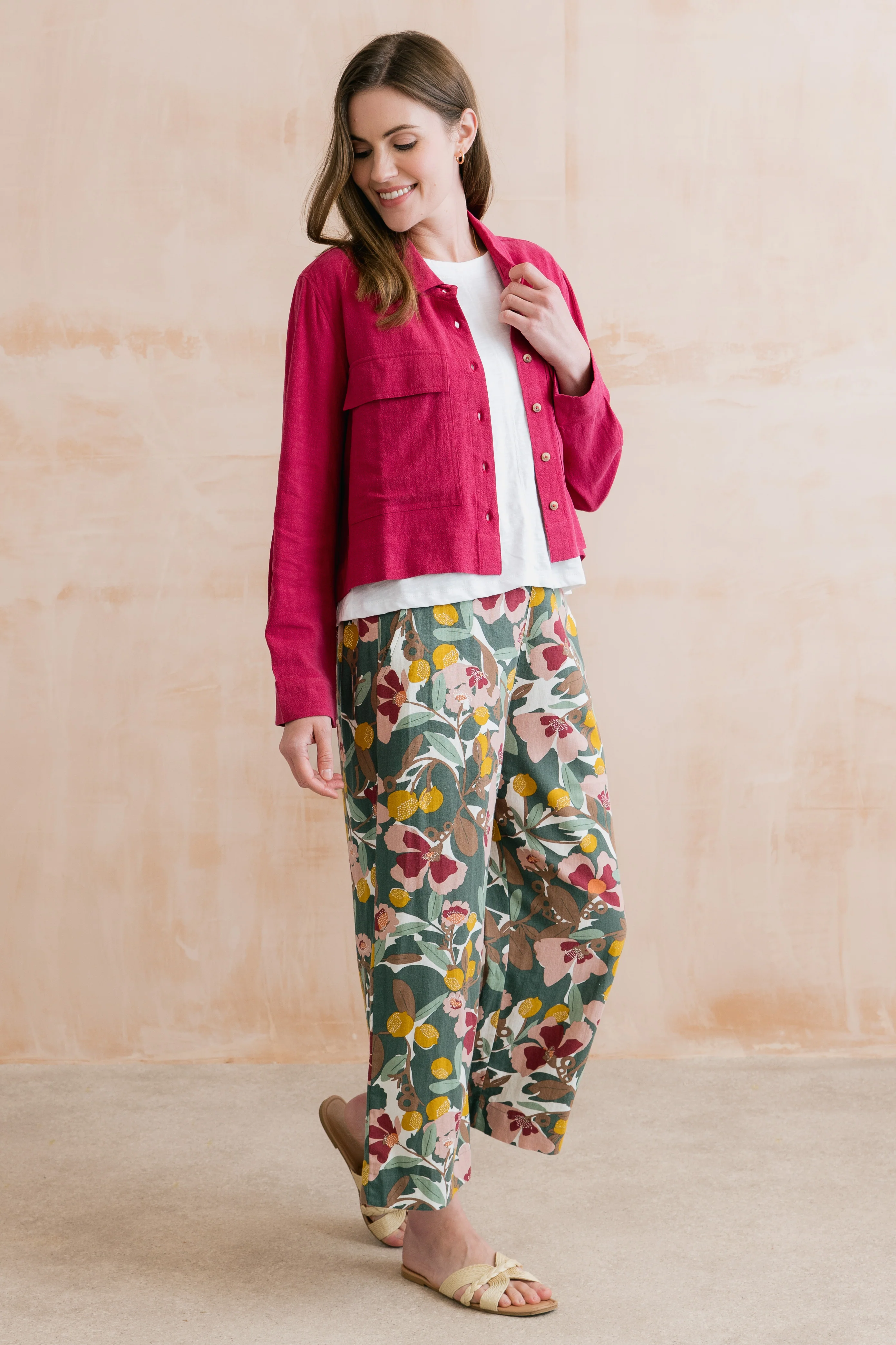 Greta Ceres Print Cropped Trousers Laurel Green - Image 5