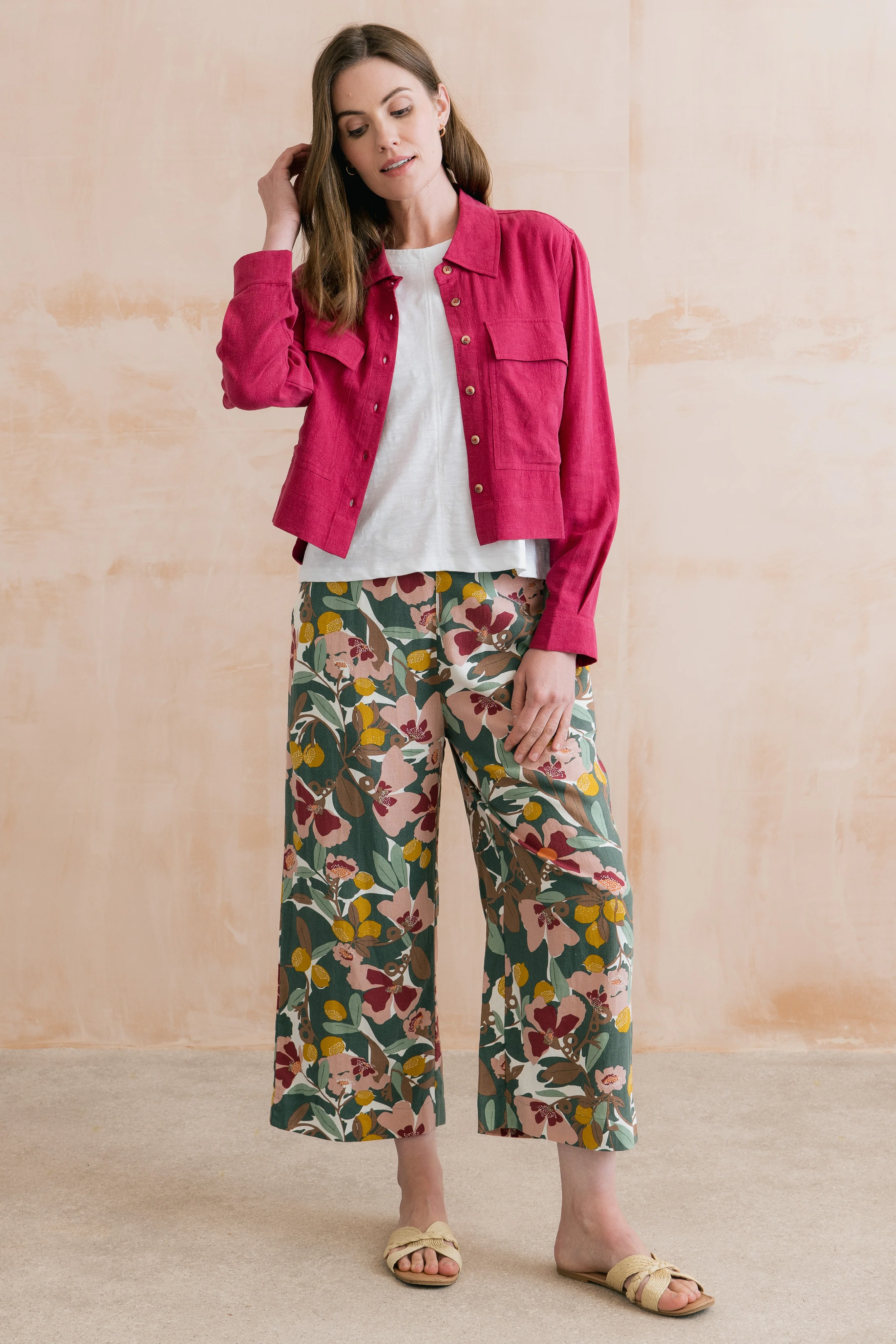 Greta Ceres Print Cropped Trousers Laurel Green - Image 7