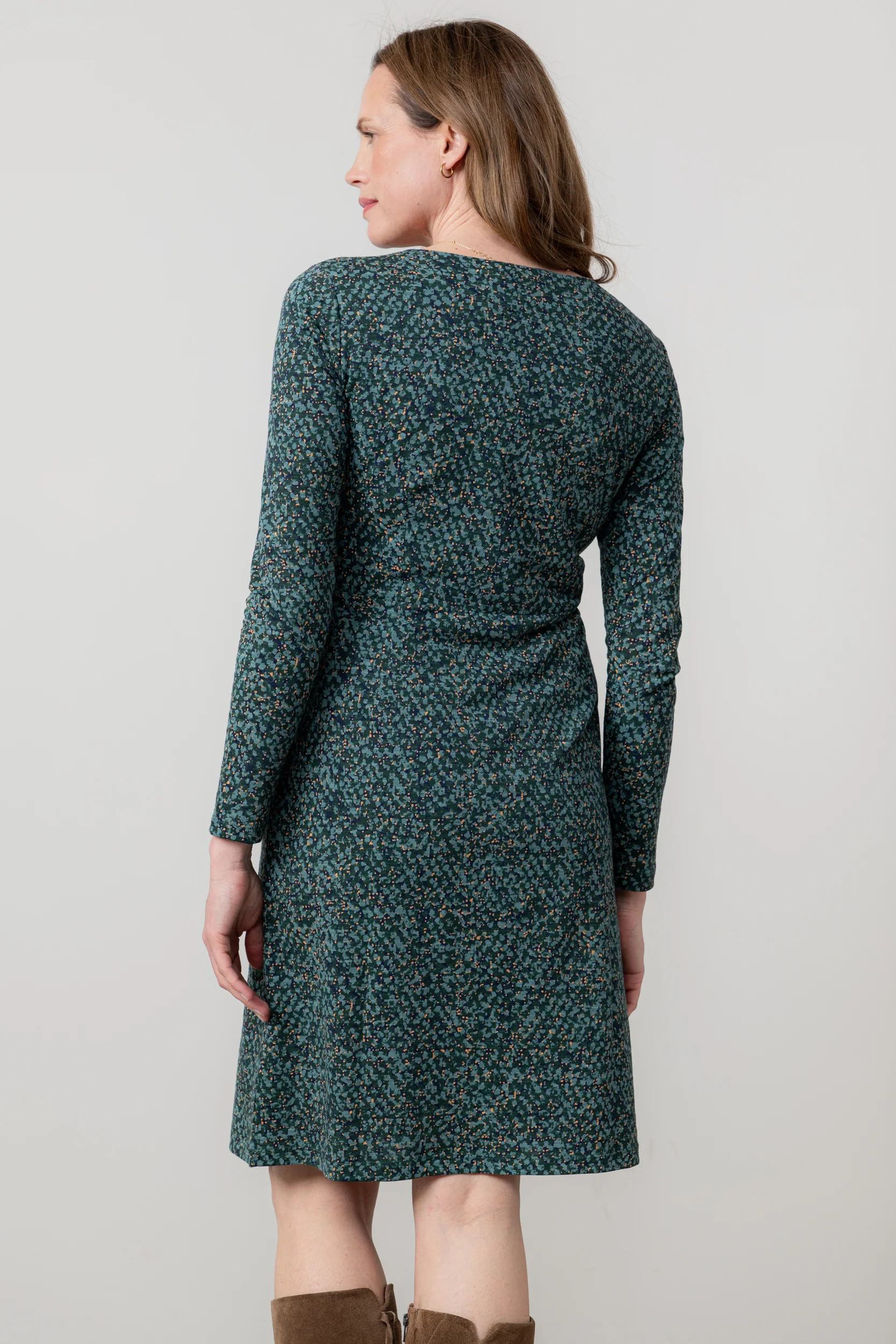 Halmore Long Sleeve Jersey Dress Green - Image 4
