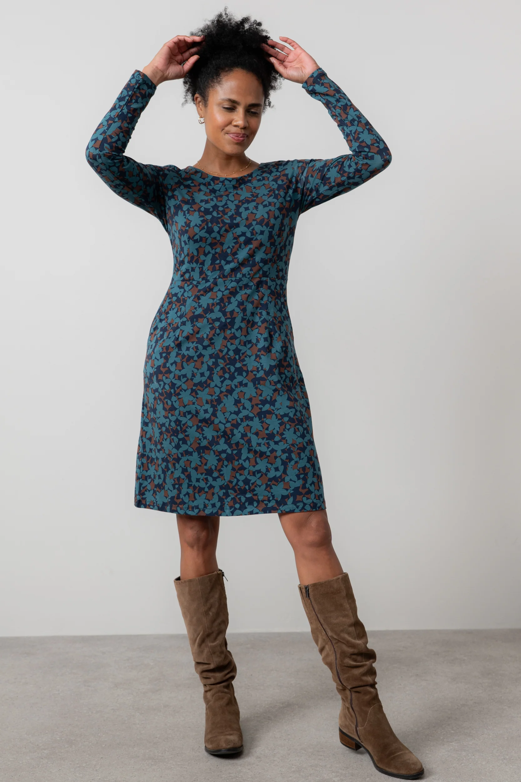 Halmore Long Sleeve Jersey Dress Navy