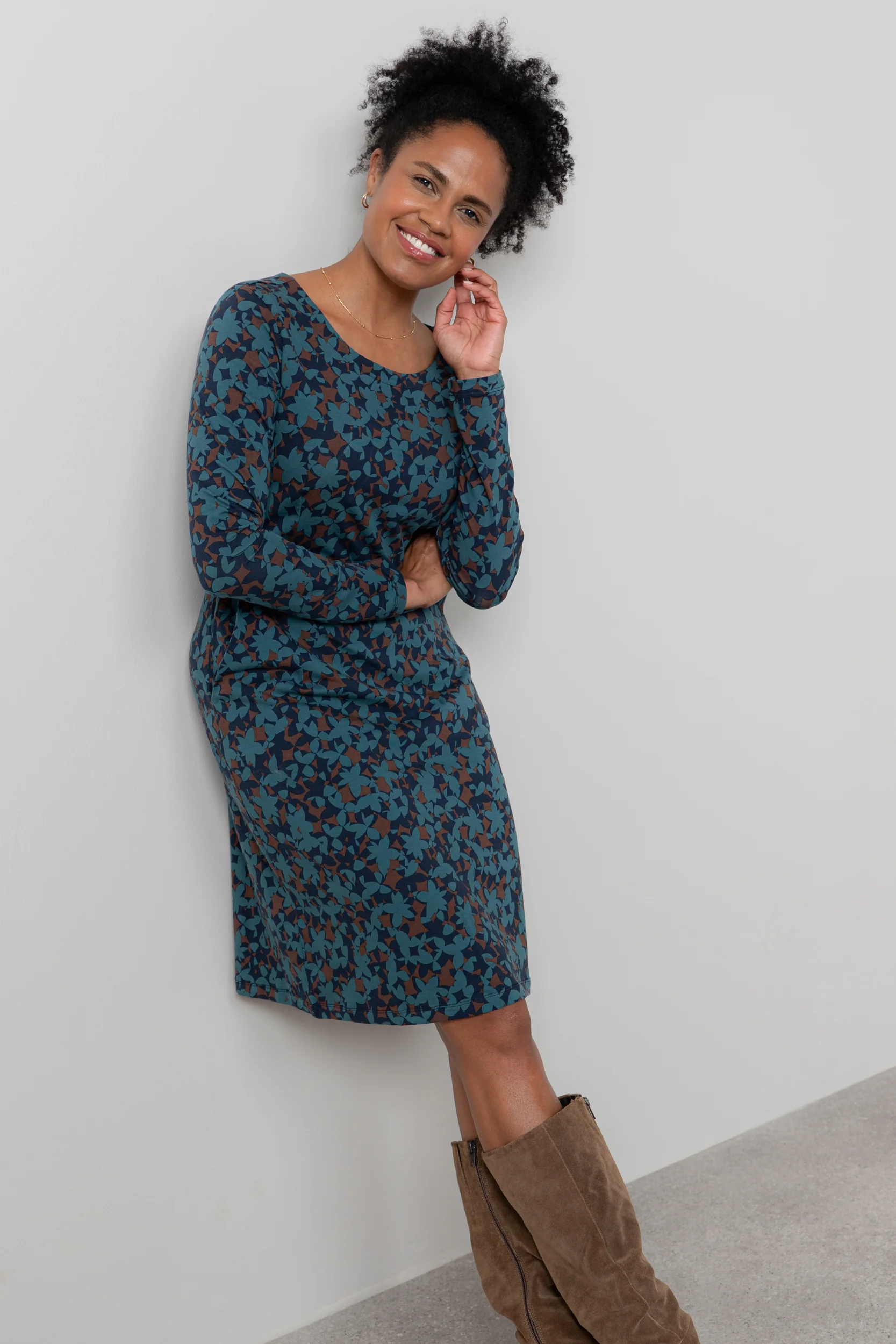 Halmore Long Sleeve Jersey Dress Navy - Image 2
