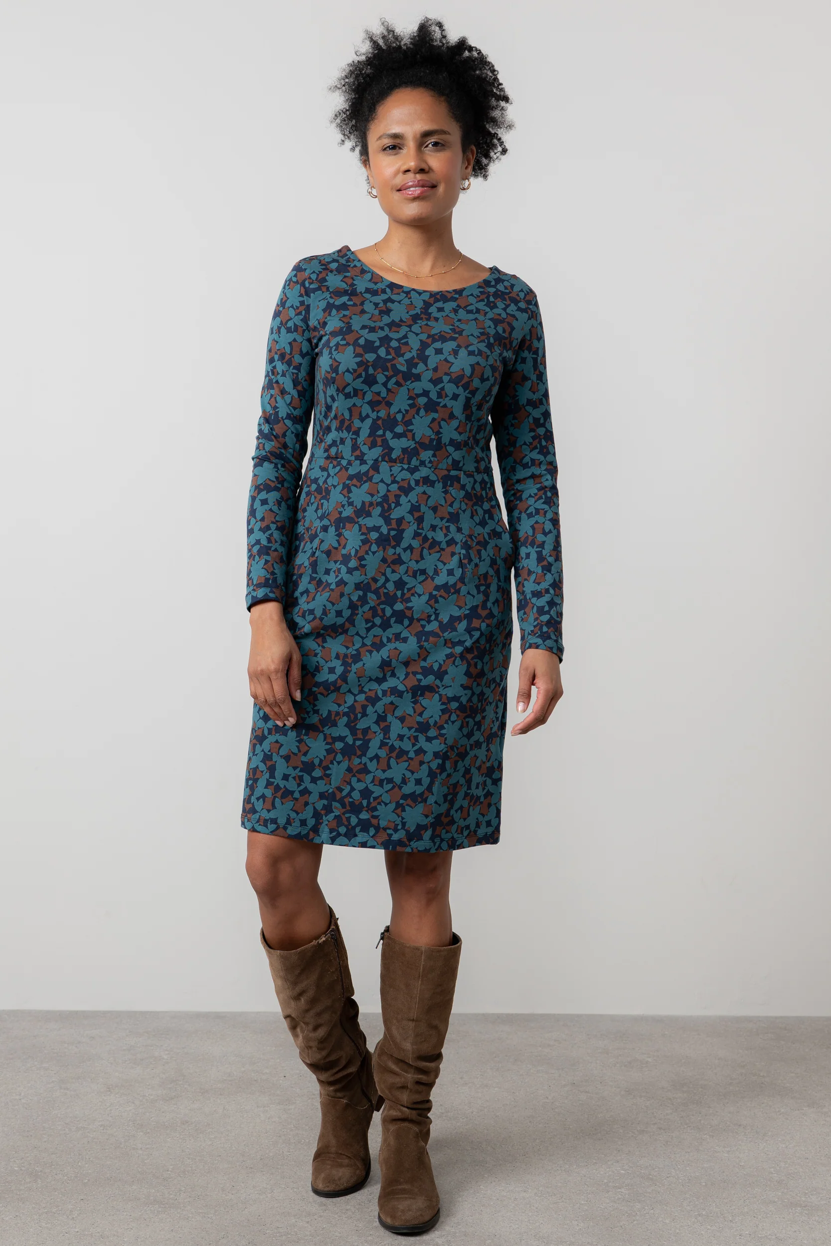 Halmore Long Sleeve Jersey Dress Navy - Image 3