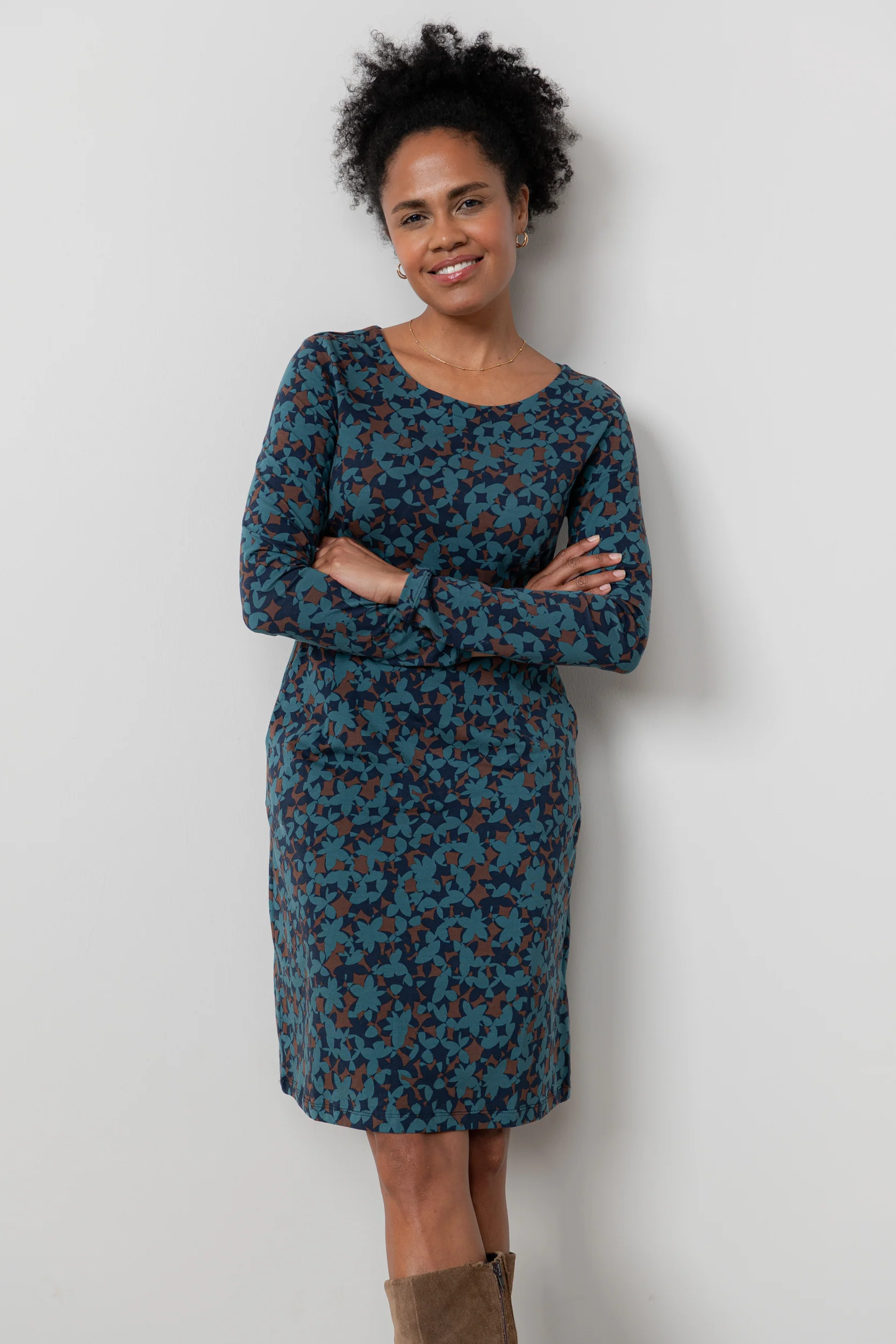 Halmore Long Sleeve Jersey Dress Navy - Image 6