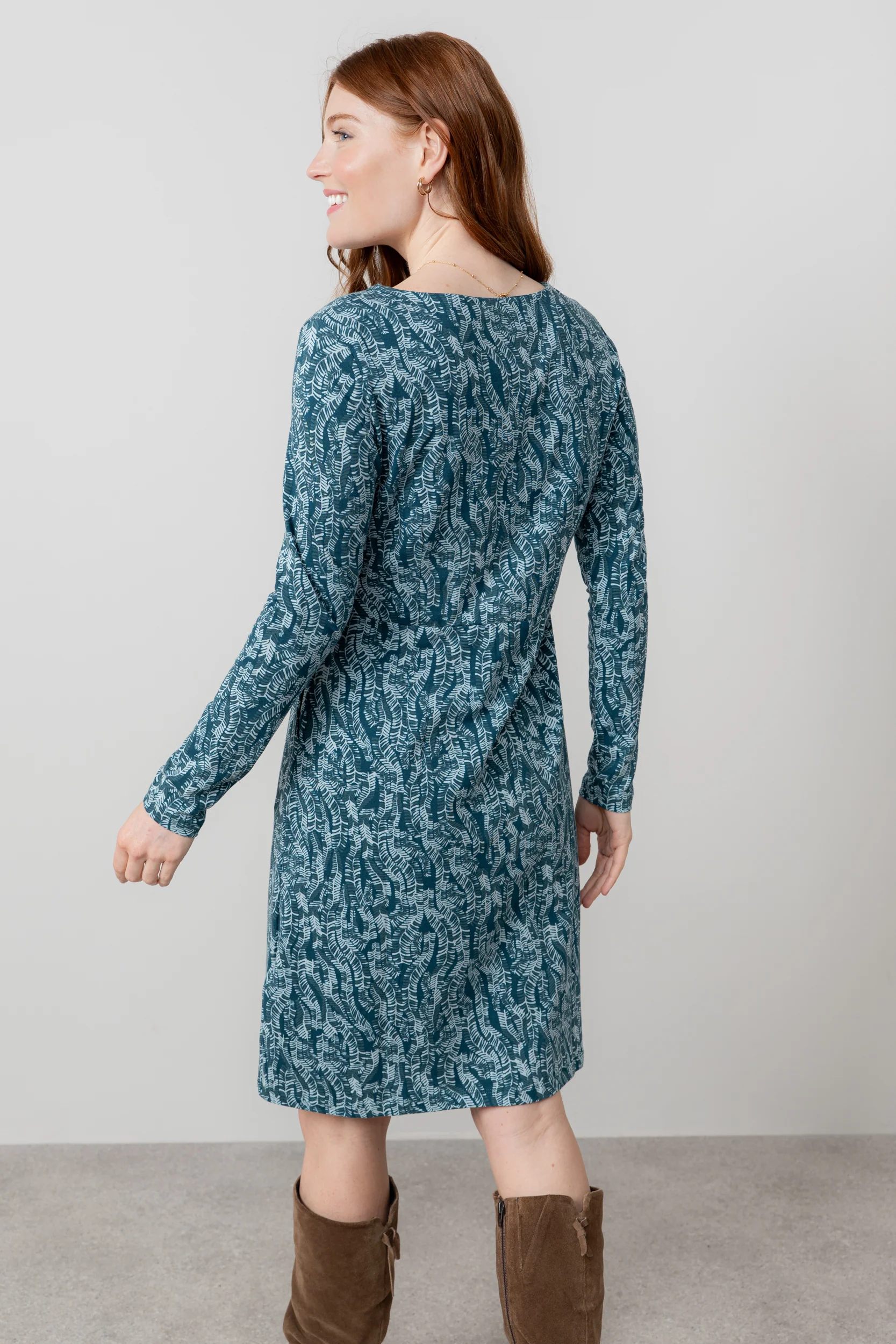 Halmore Long Sleeve Jersey Dress Petrol - Image 5