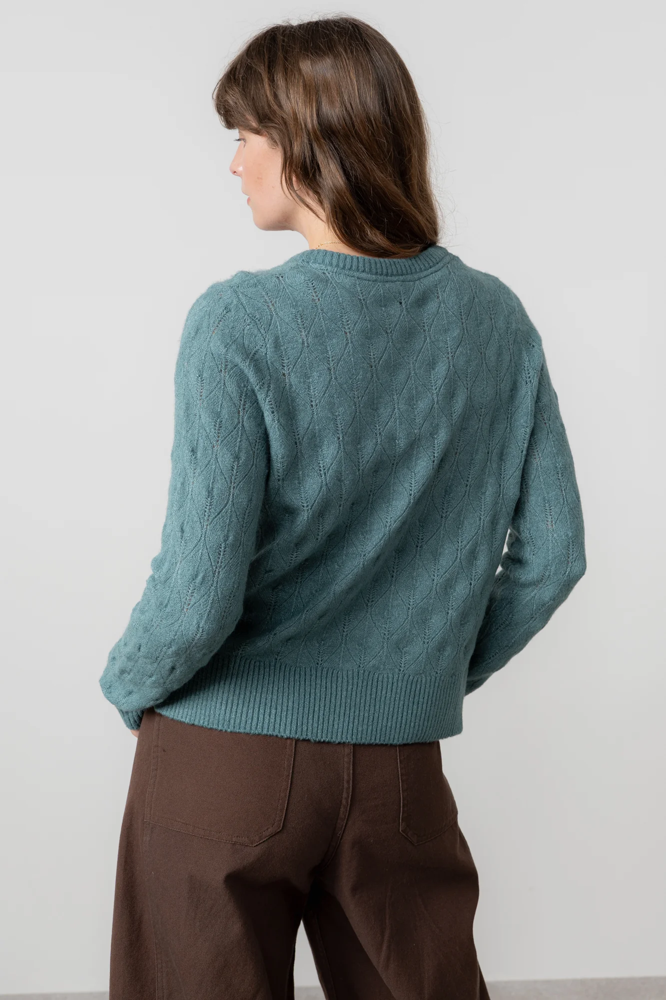 Harefield Pointelle Knit Jumper Sea Mist - Image 4