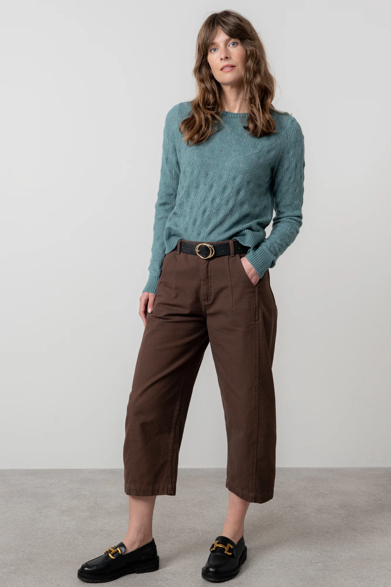 Harefield Pointelle Knit Jumper Sea Mist - Image 5