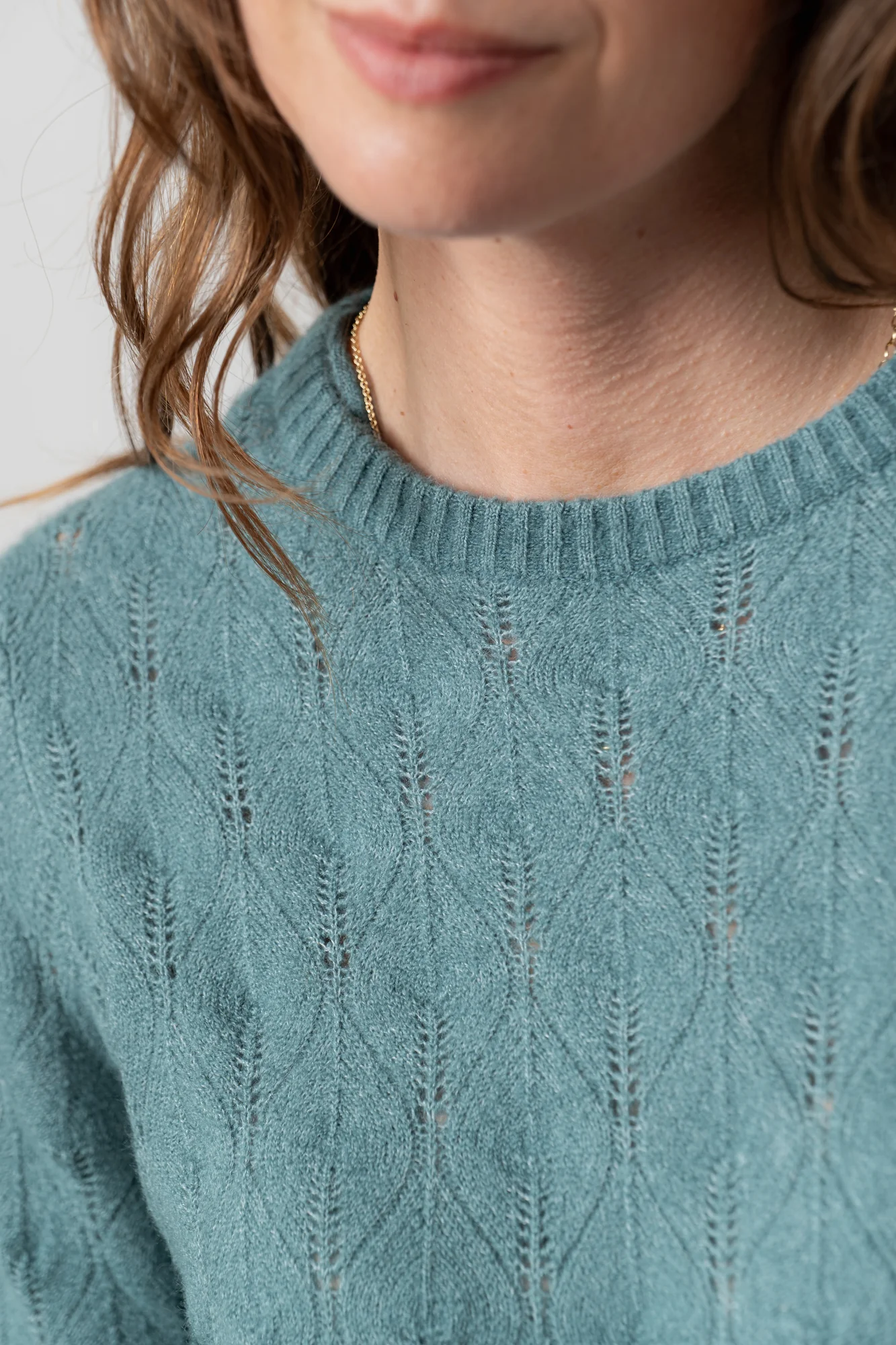 Harefield Pointelle Knit Jumper Sea Mist - Image 6