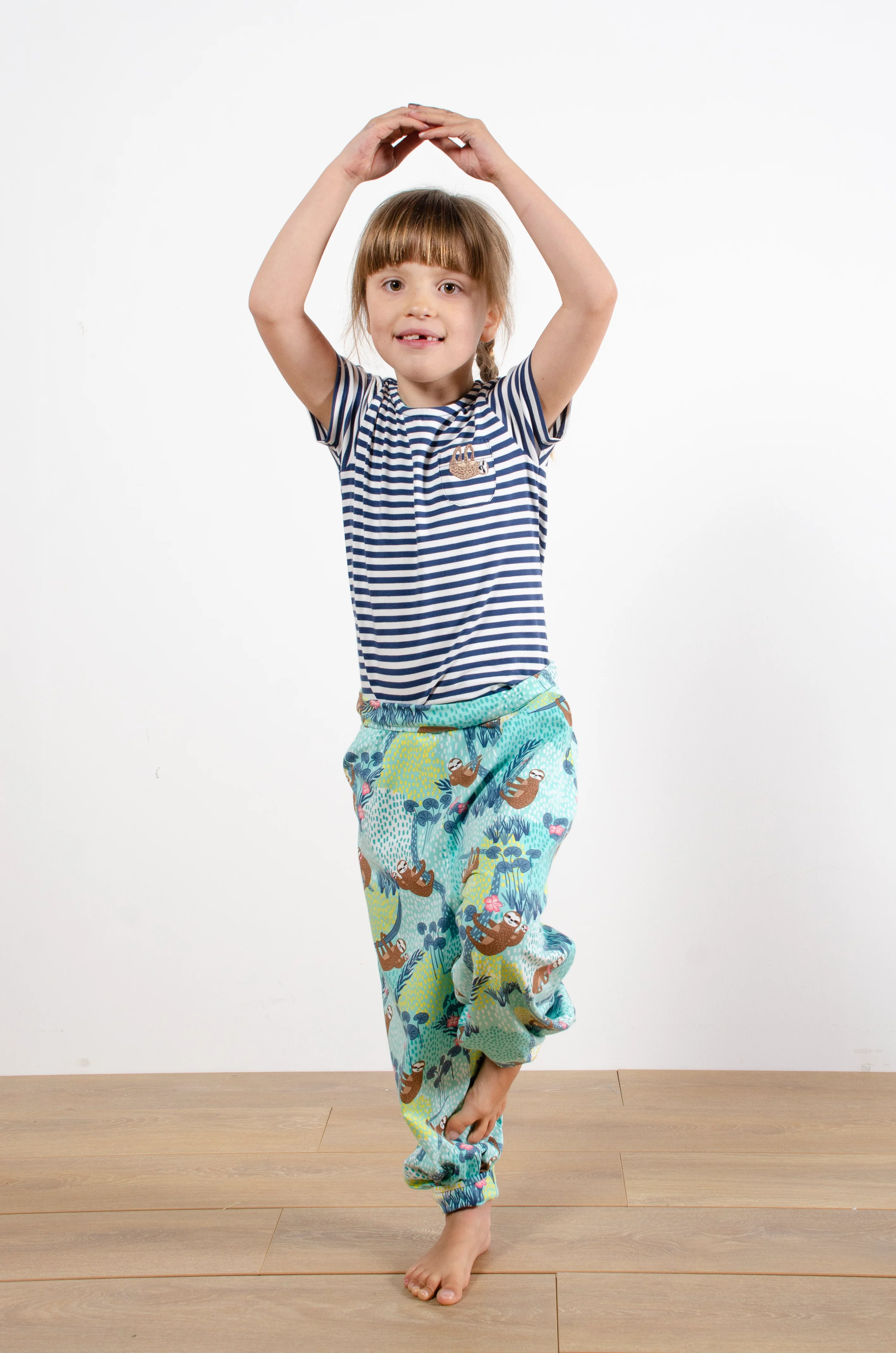 Harem Sloth Print Teal Jersey Trousers - Image 4