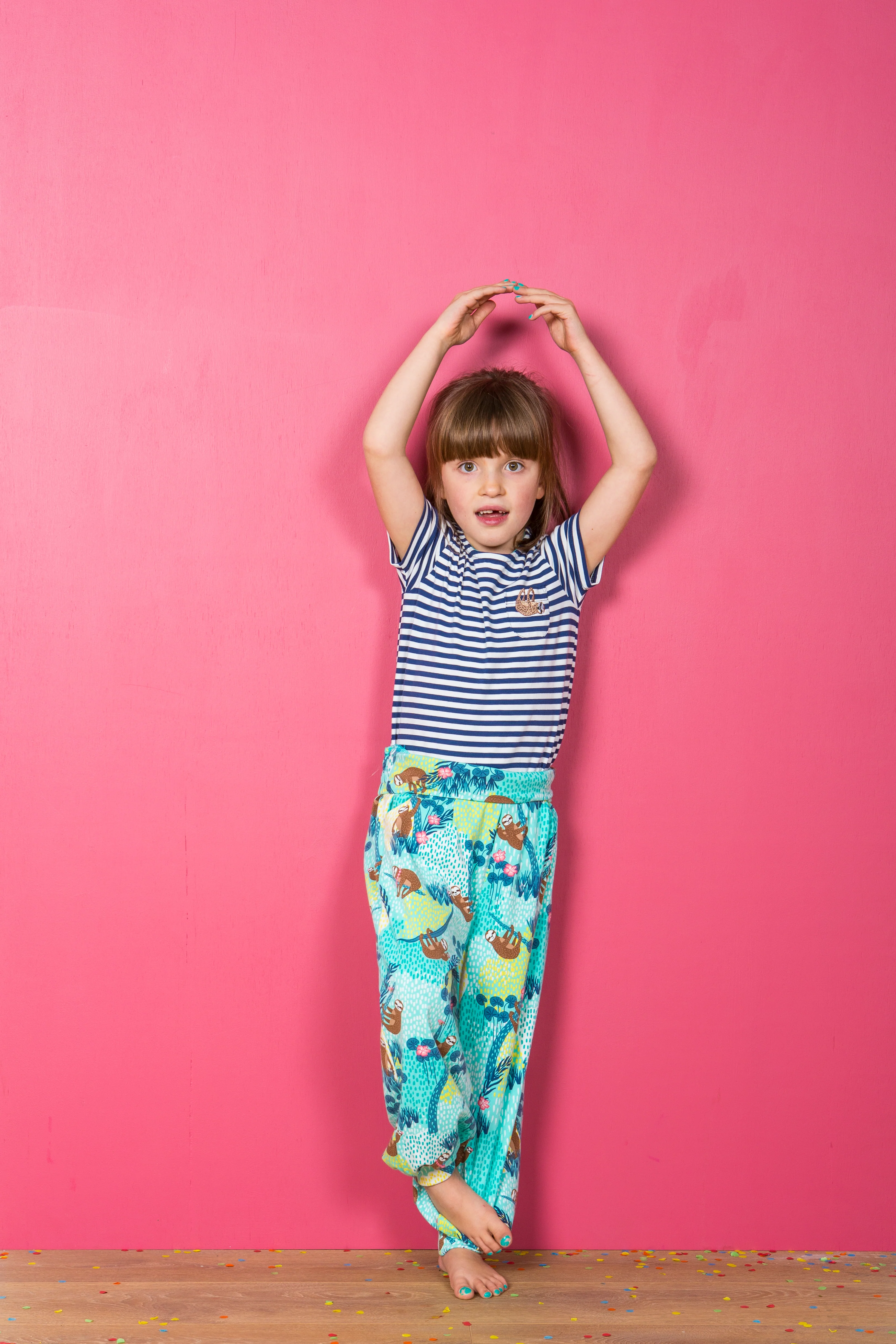 Harem Sloth Print Teal Jersey Trousers - Image 5