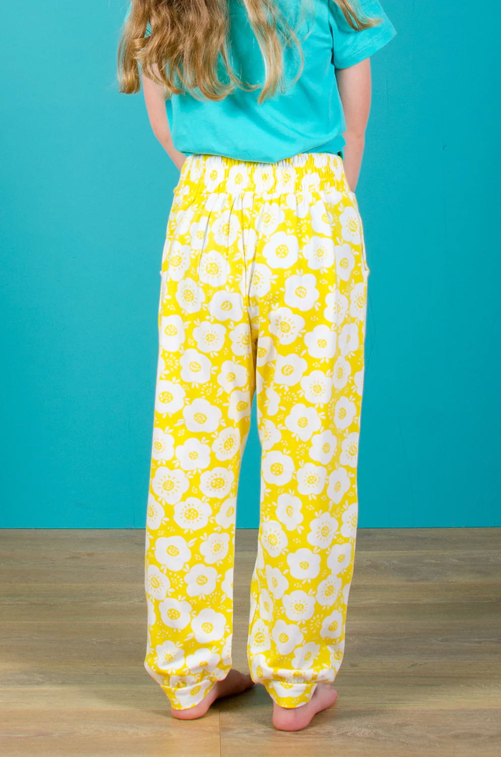 Harem Two Colour Floral Yellow Jersey Trousers - Image 3