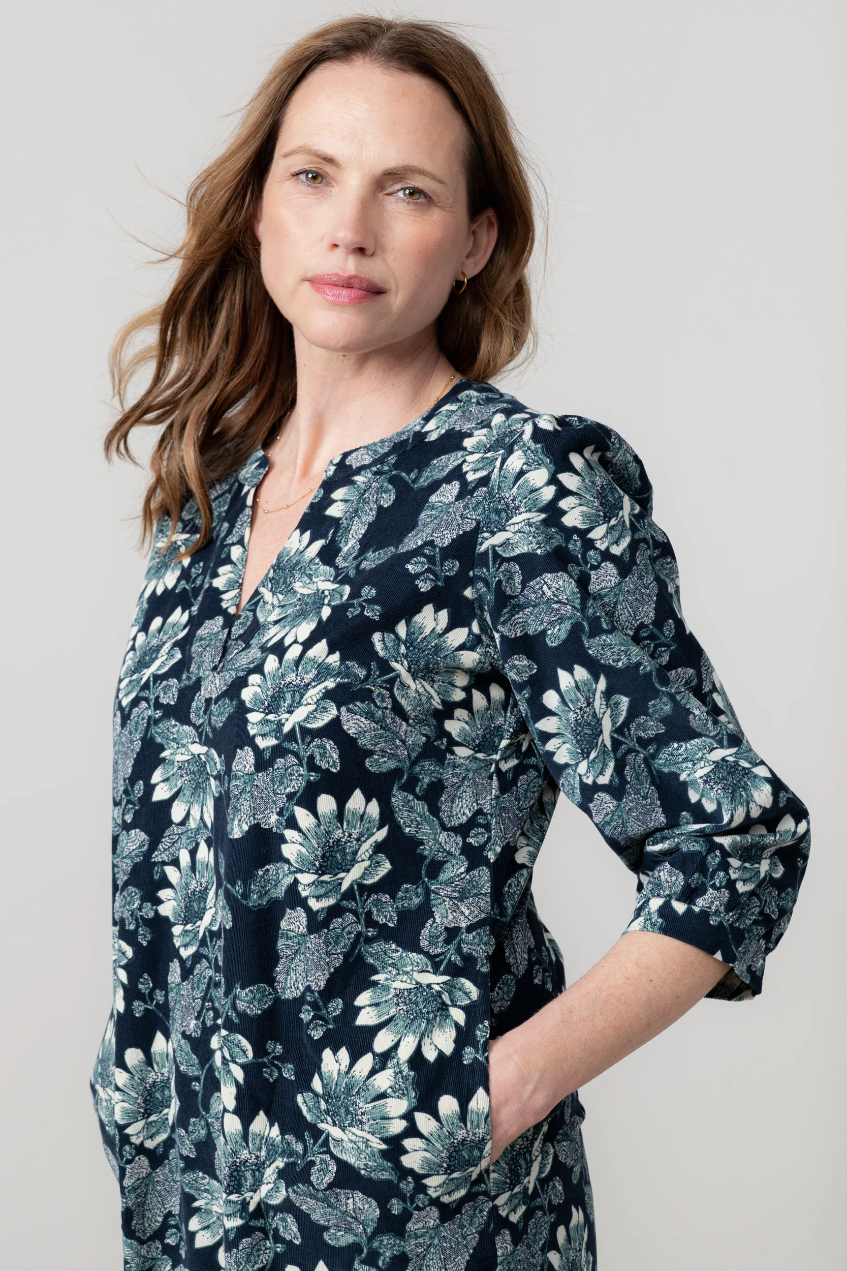 Harvest Cotton Pincord Shift Dress Navy - Image 2