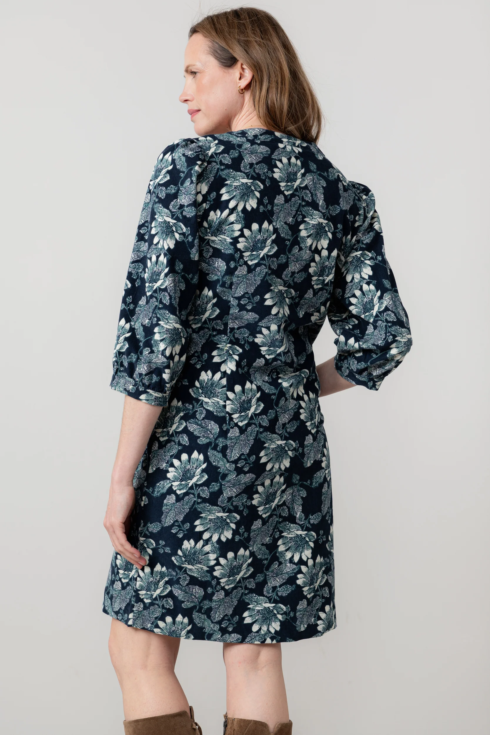 Harvest Cotton Pincord Shift Dress Navy - Image 4