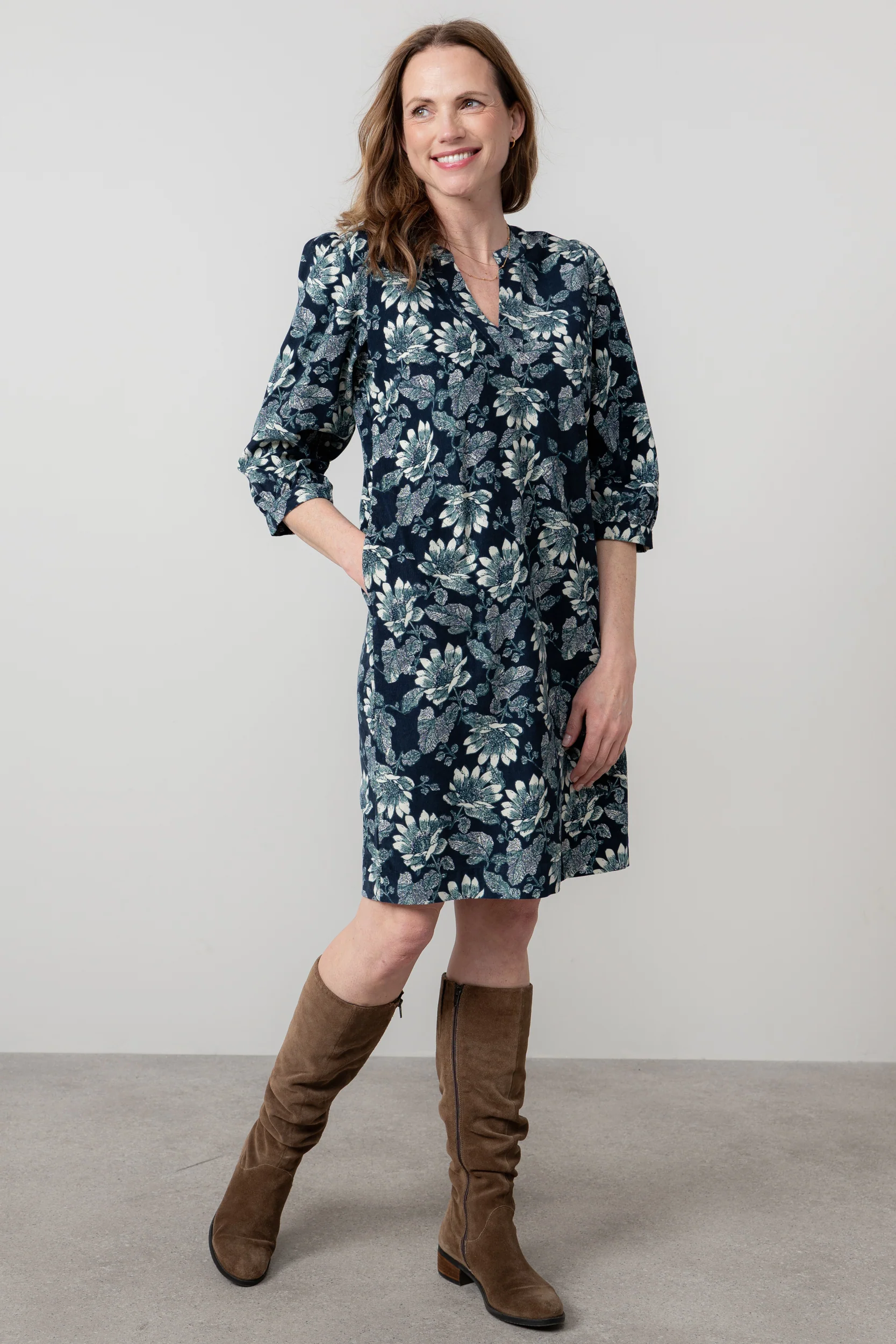 Harvest Cotton Pincord Shift Dress Navy - Image 6