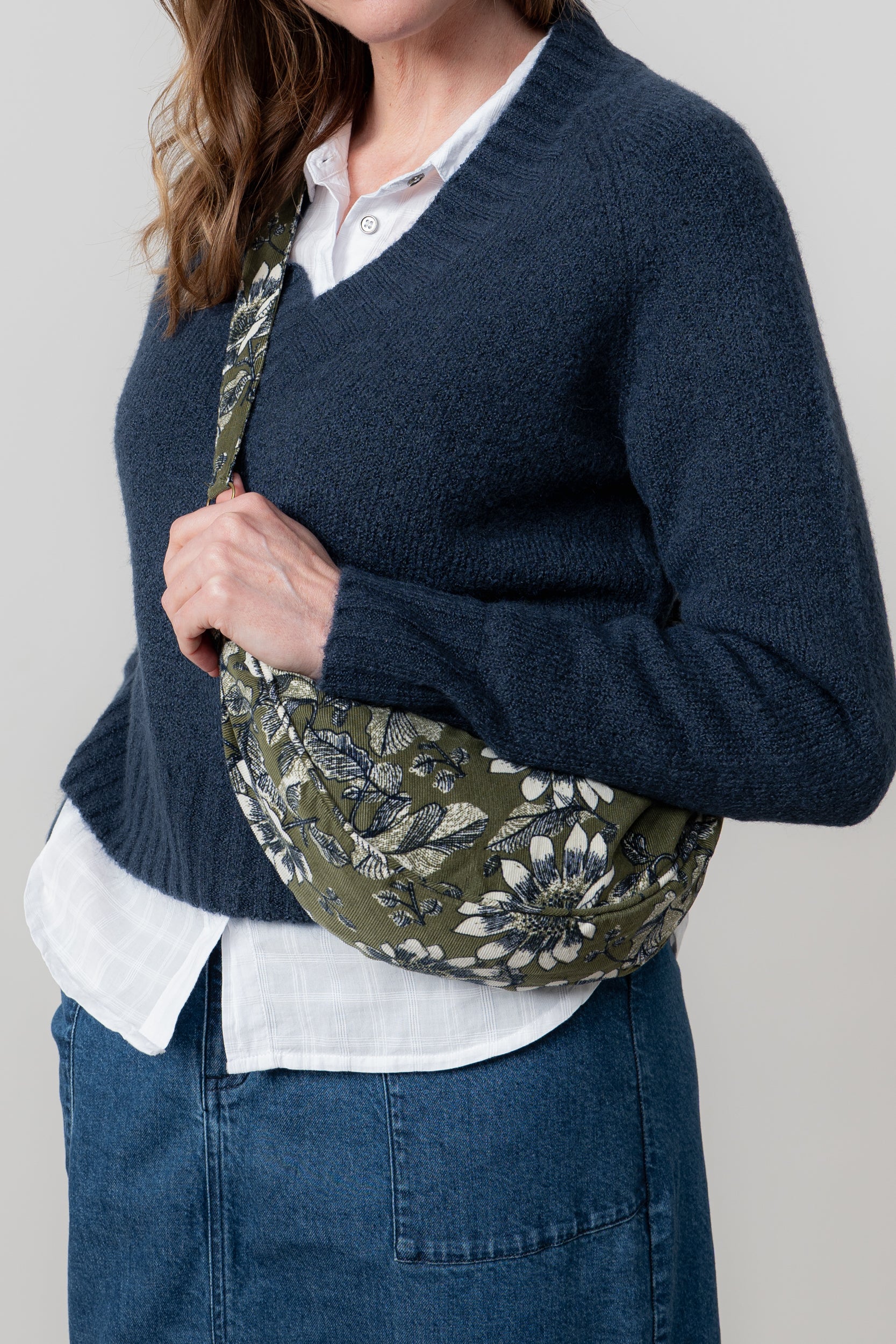 Harvest Print Cord Crossbody Bag Moss - Image 3