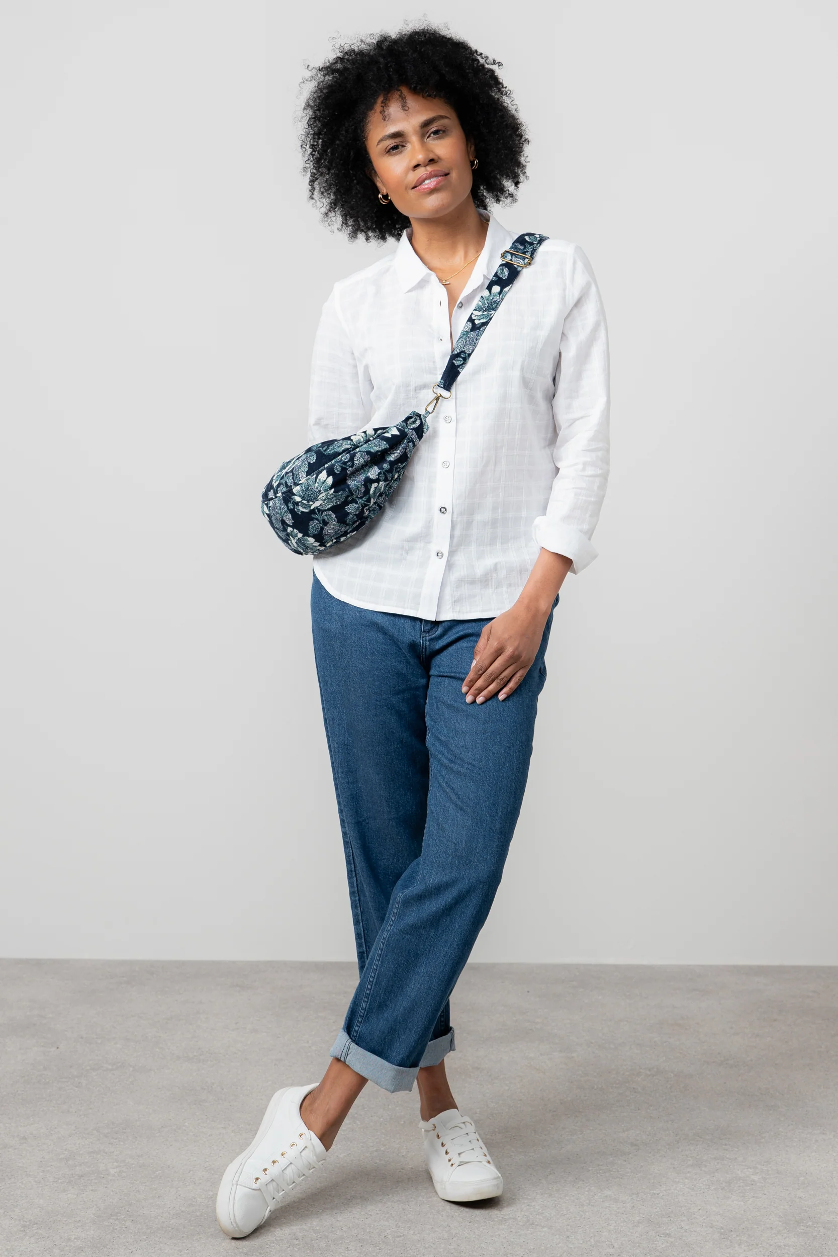 Harvest Print Cord Crossbody Bag Navy - Image 5