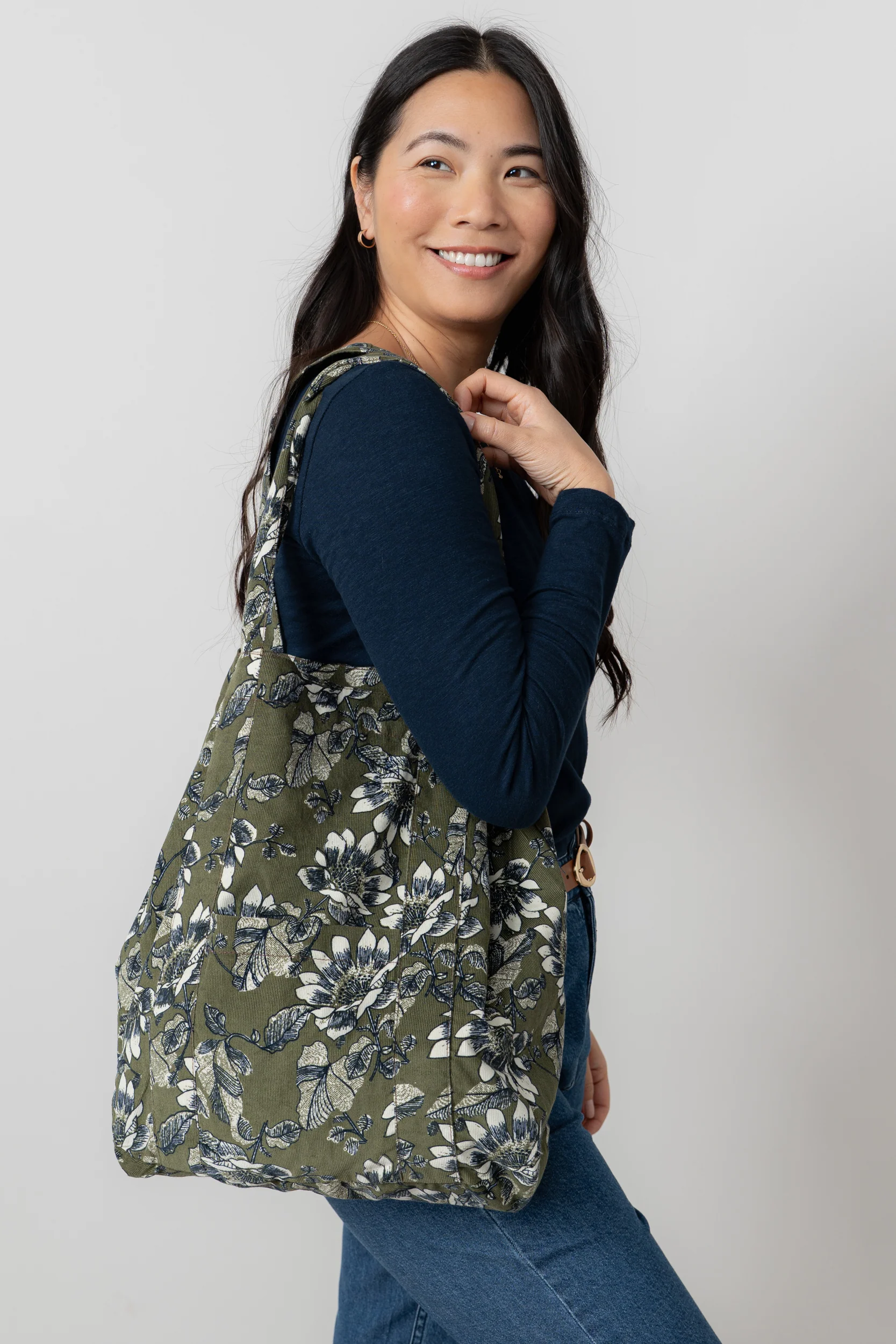 Harvest Print Cord Tote Bag Moss - Image 3