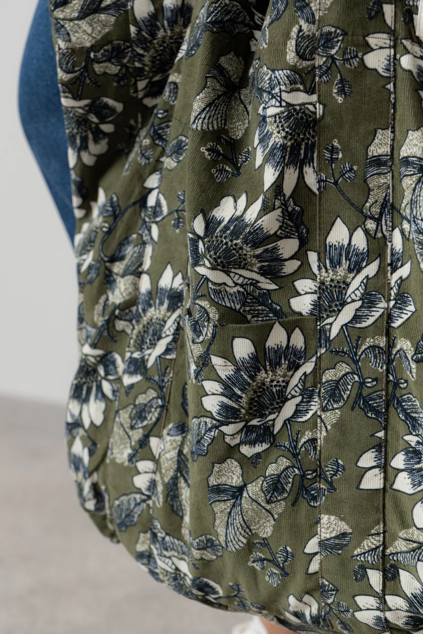 Harvest Print Cord Tote Bag Moss - Image 5