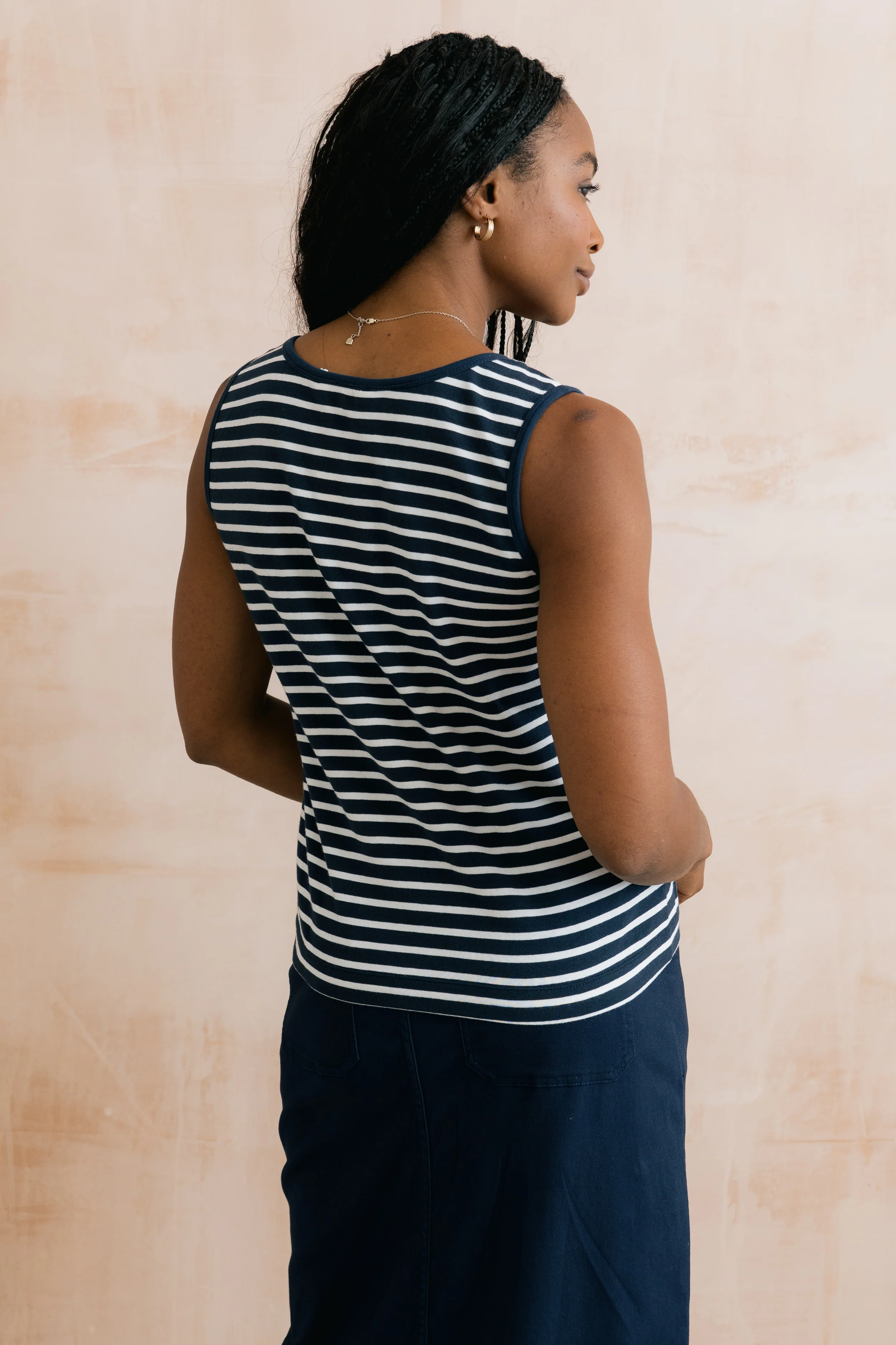 Haze Buttoned Navy Stripe Vest - Image 3