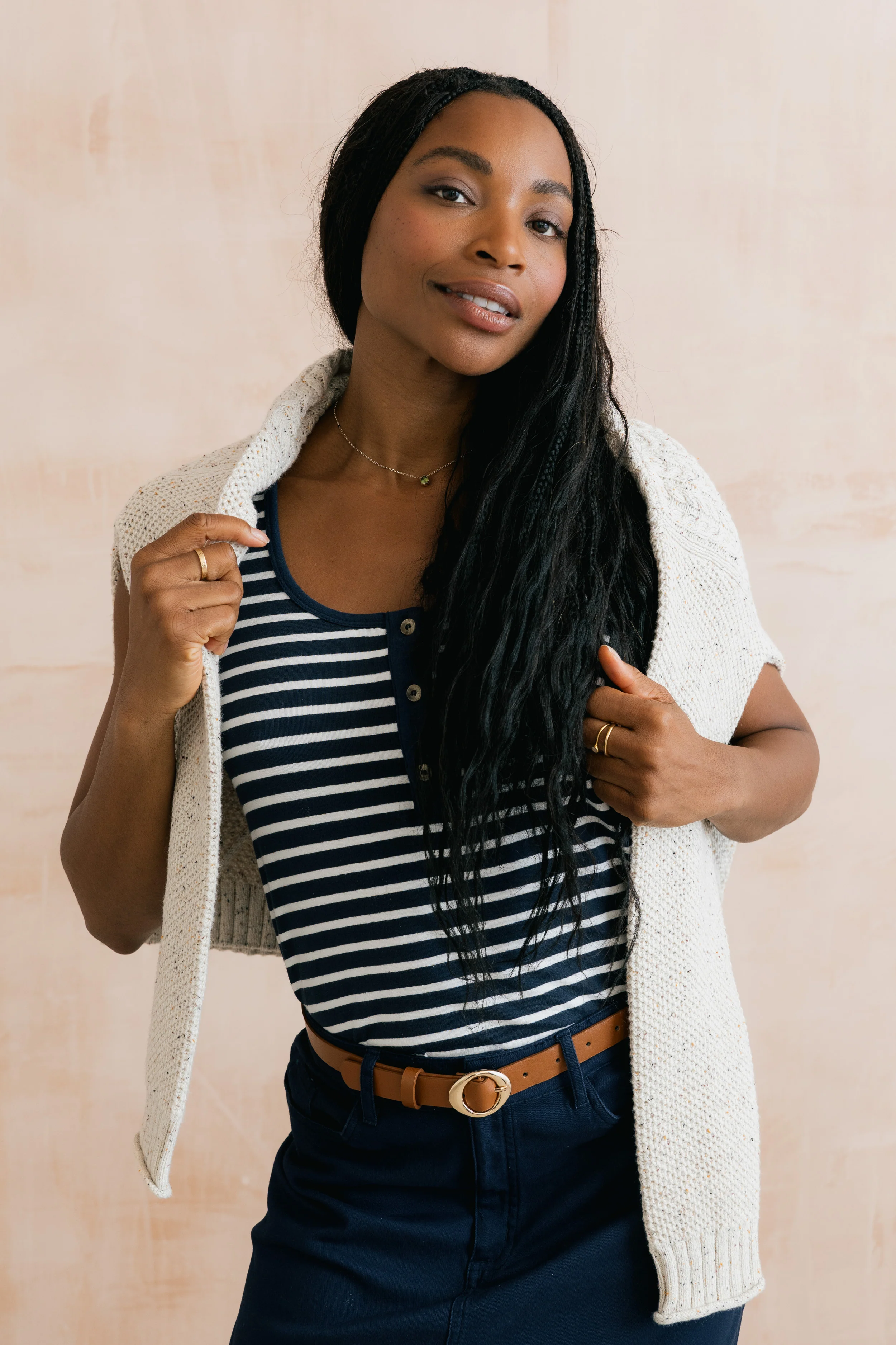 Haze Buttoned Navy Stripe Vest - Image 4
