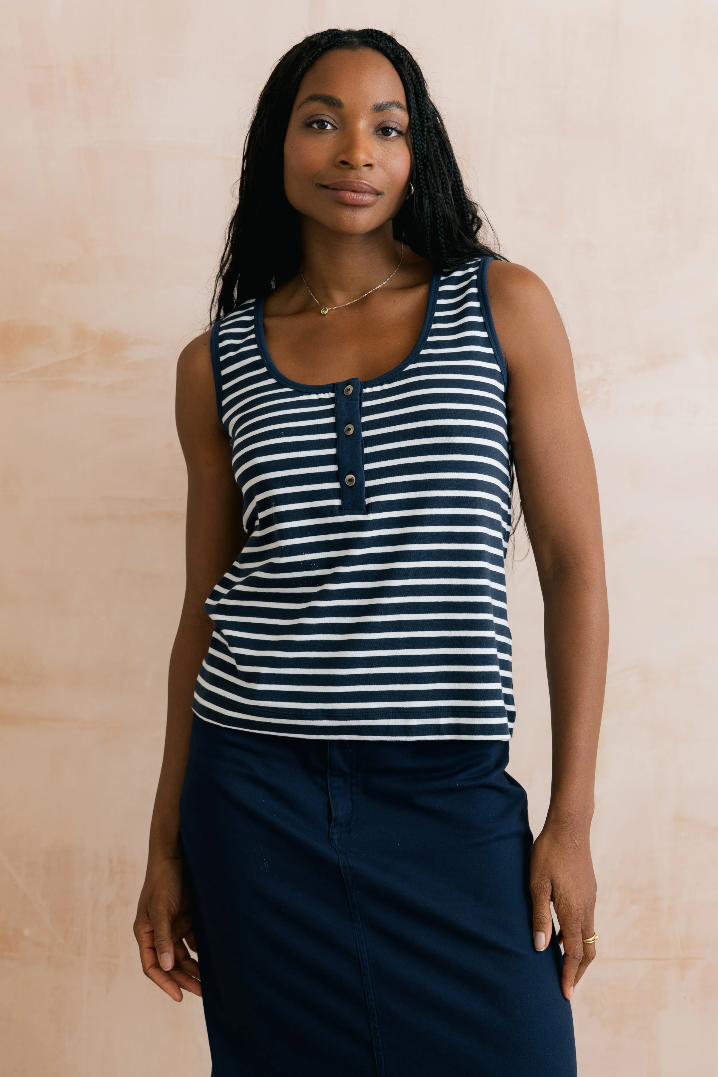 Haze Buttoned Navy Stripe Vest - Image 5