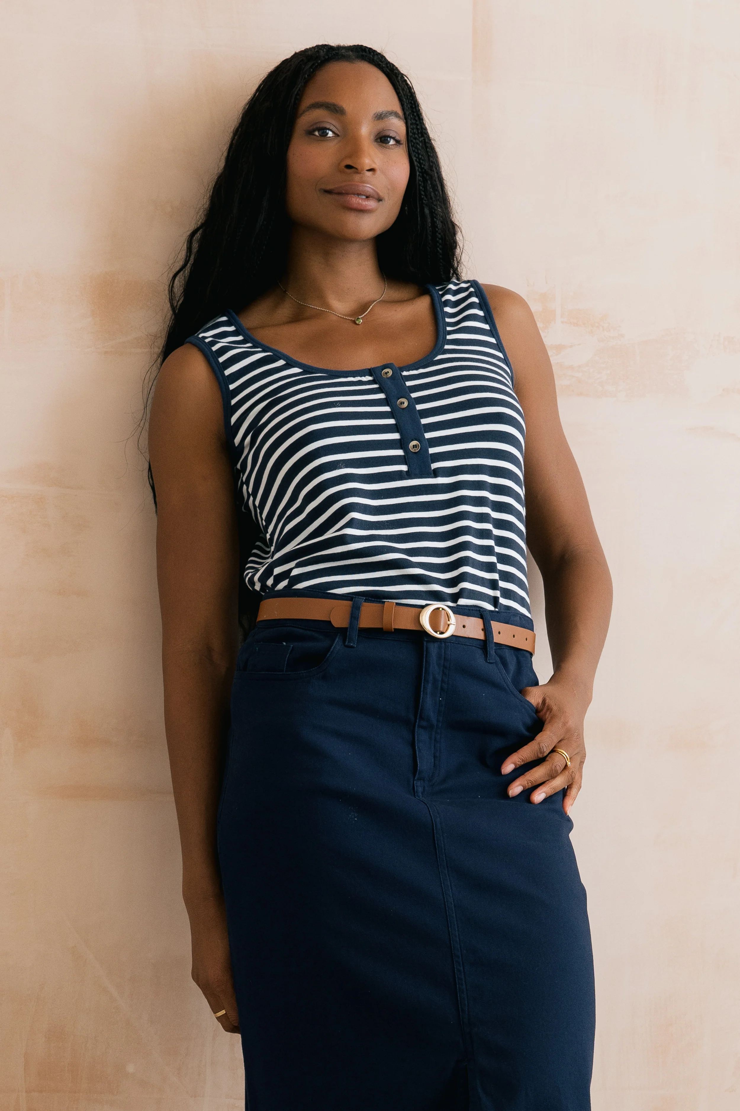 Haze Buttoned Navy Stripe Vest - Image 6