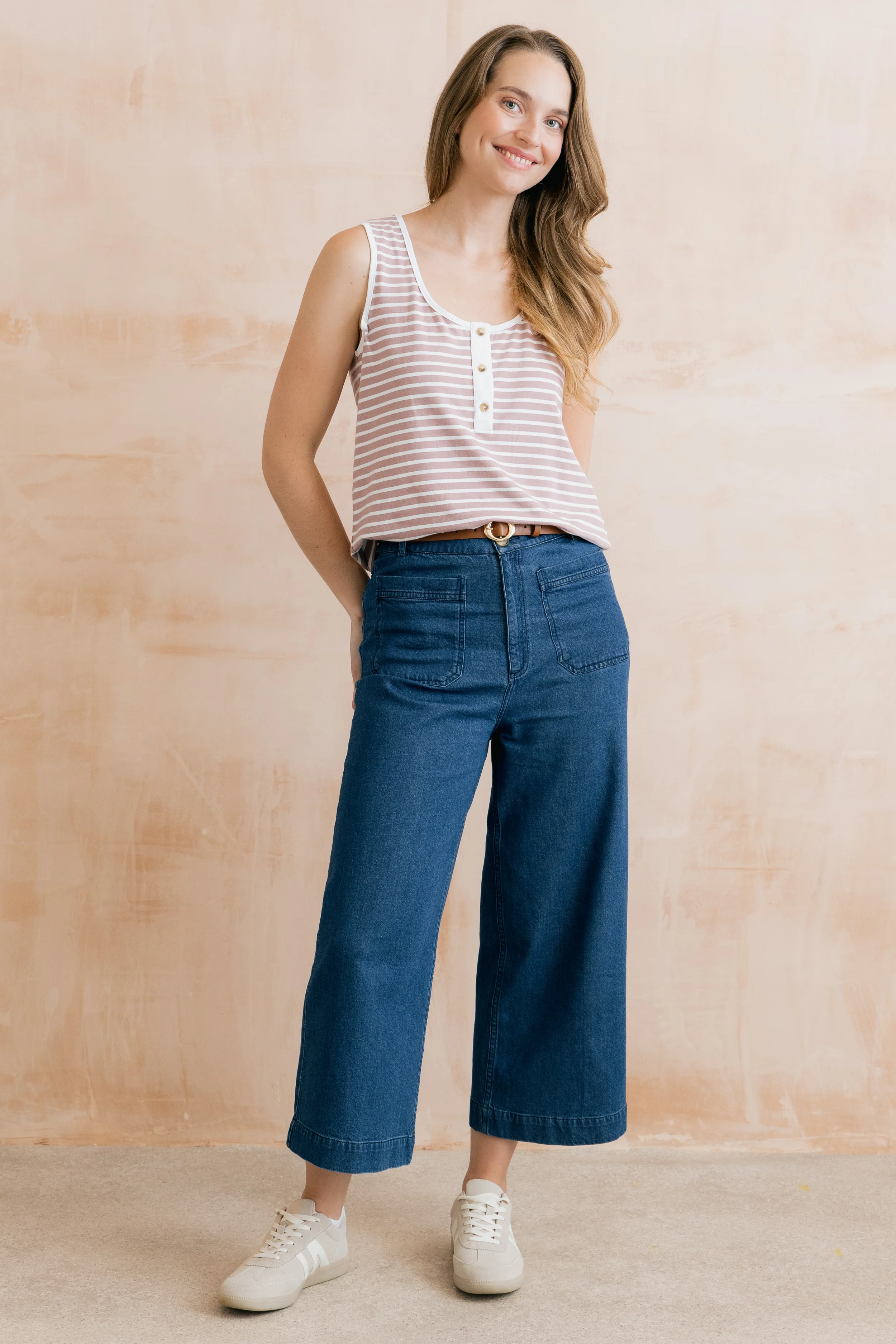 Haze Buttoned Soft Pink Stripe Vest - Image 3