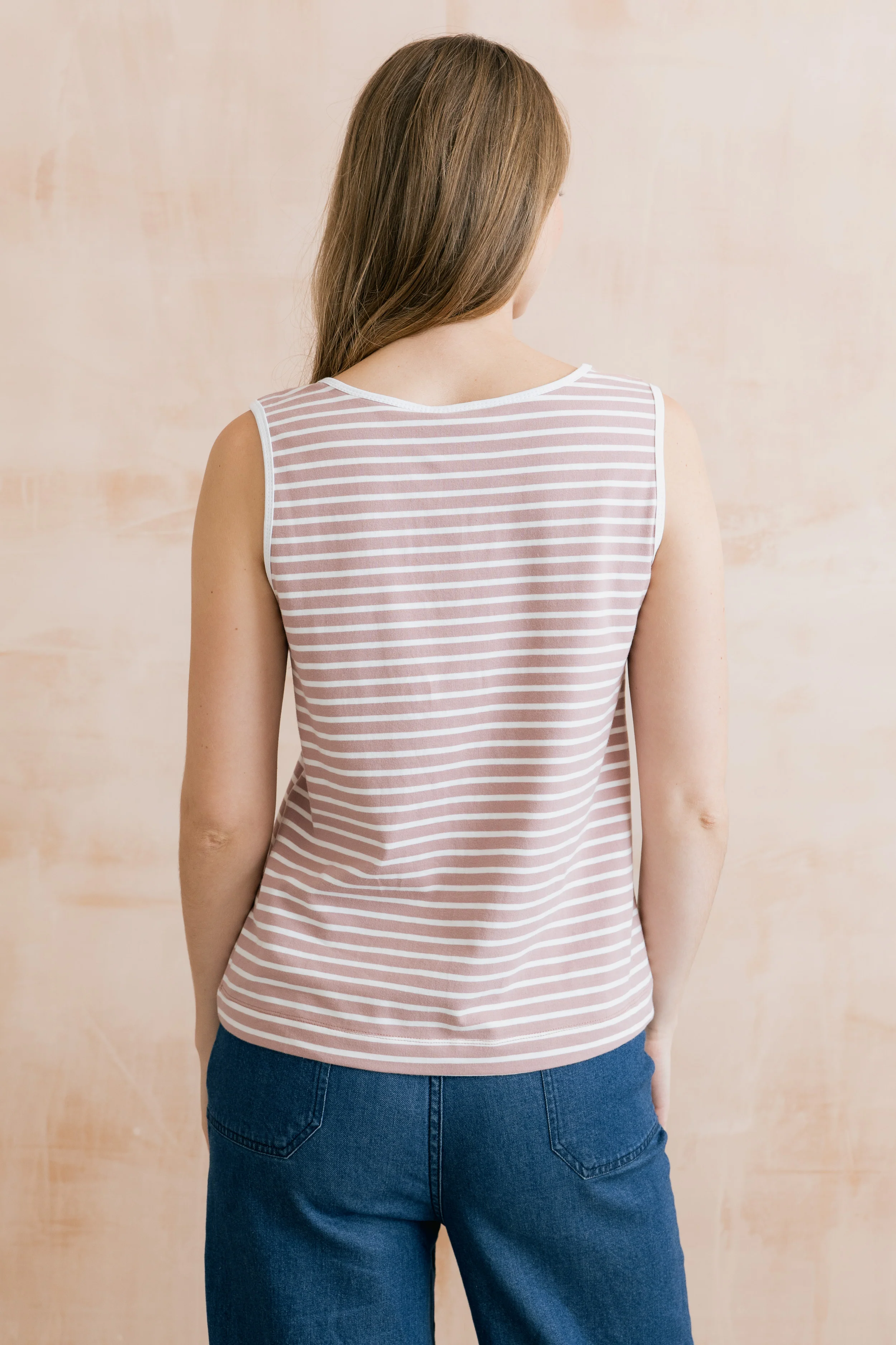Haze Buttoned Soft Pink Stripe Vest - Image 4