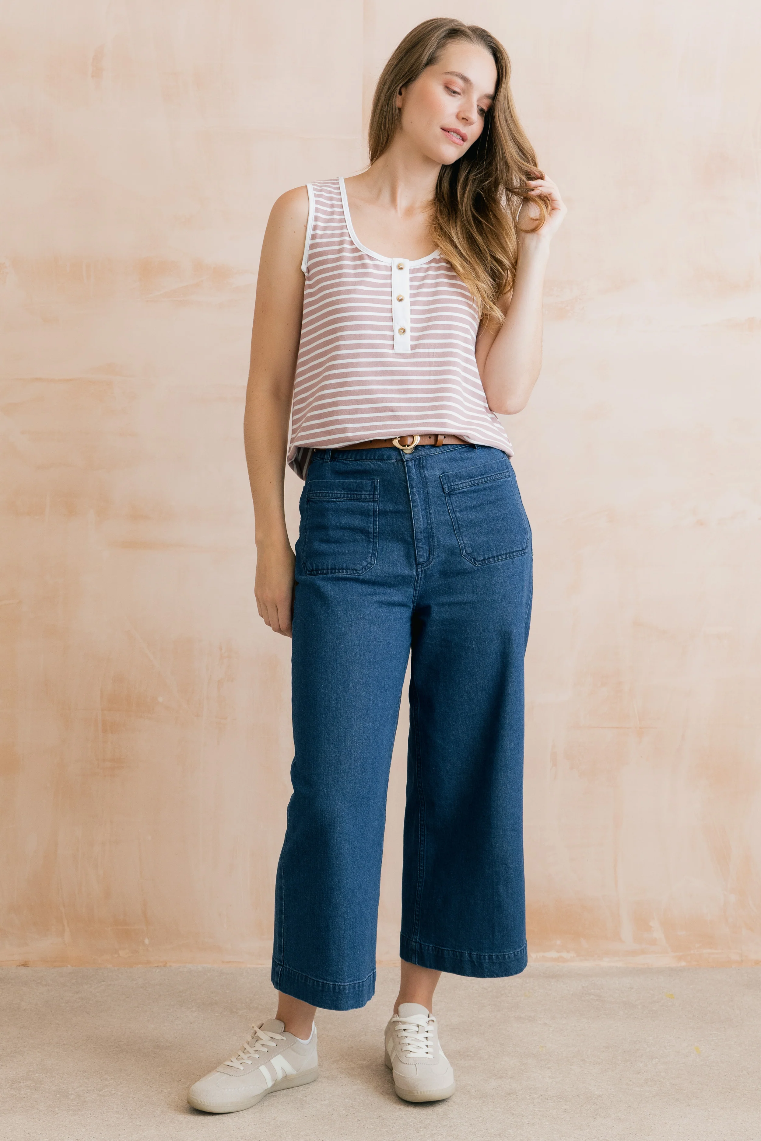 Haze Buttoned Soft Pink Stripe Vest - Image 6