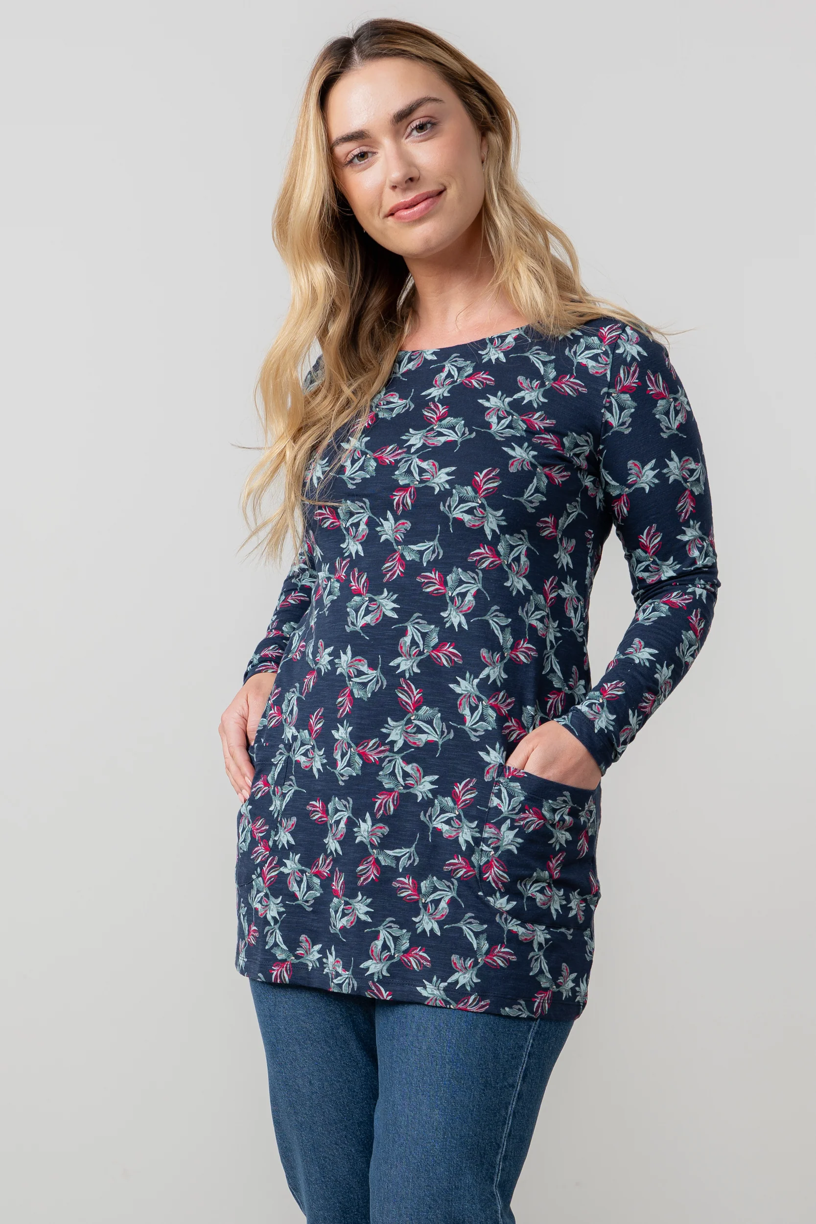 High Tea Organic Cotton Jersey Tunic Navy - Image 3
