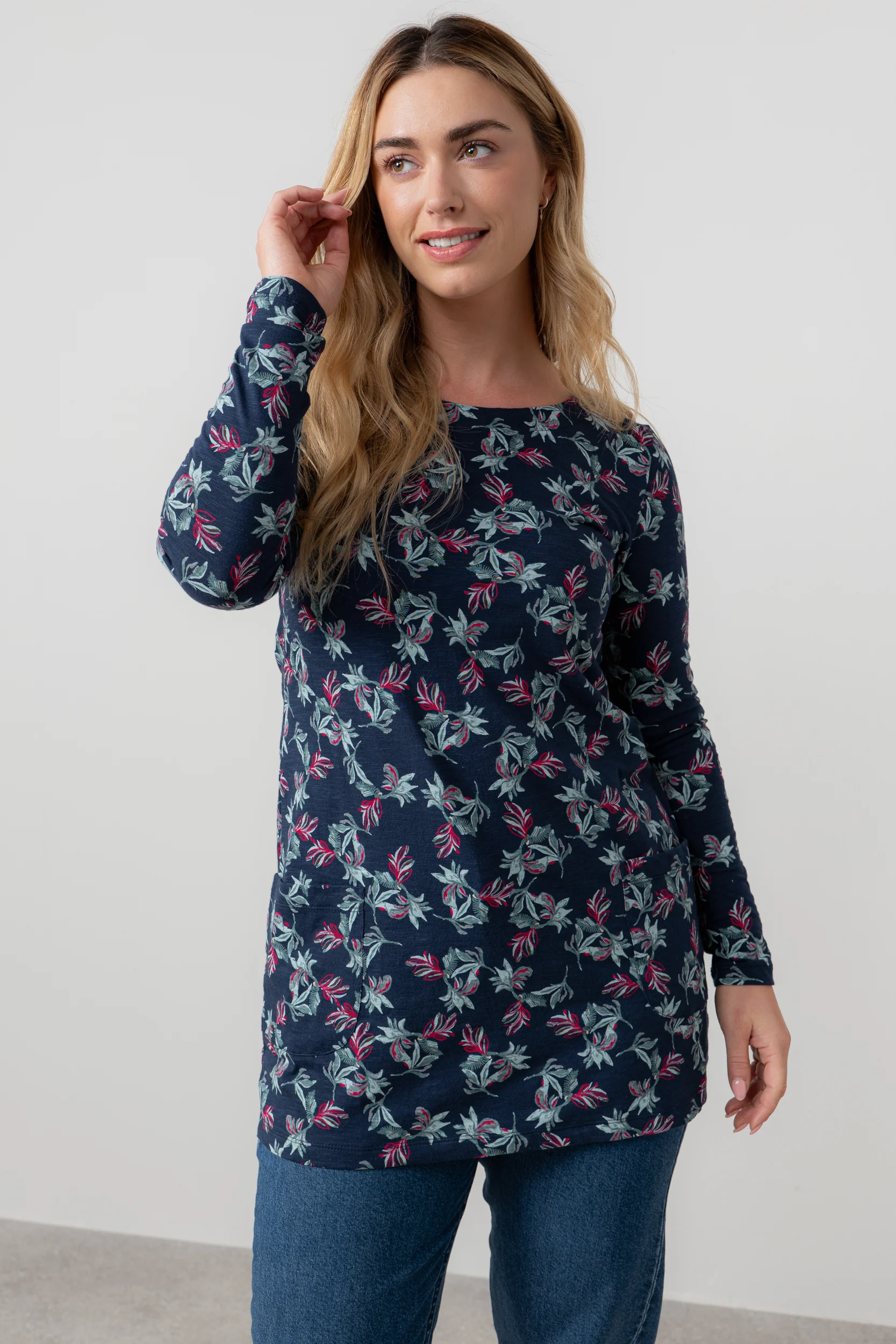 High Tea Organic Cotton Jersey Tunic Navy - Image 5