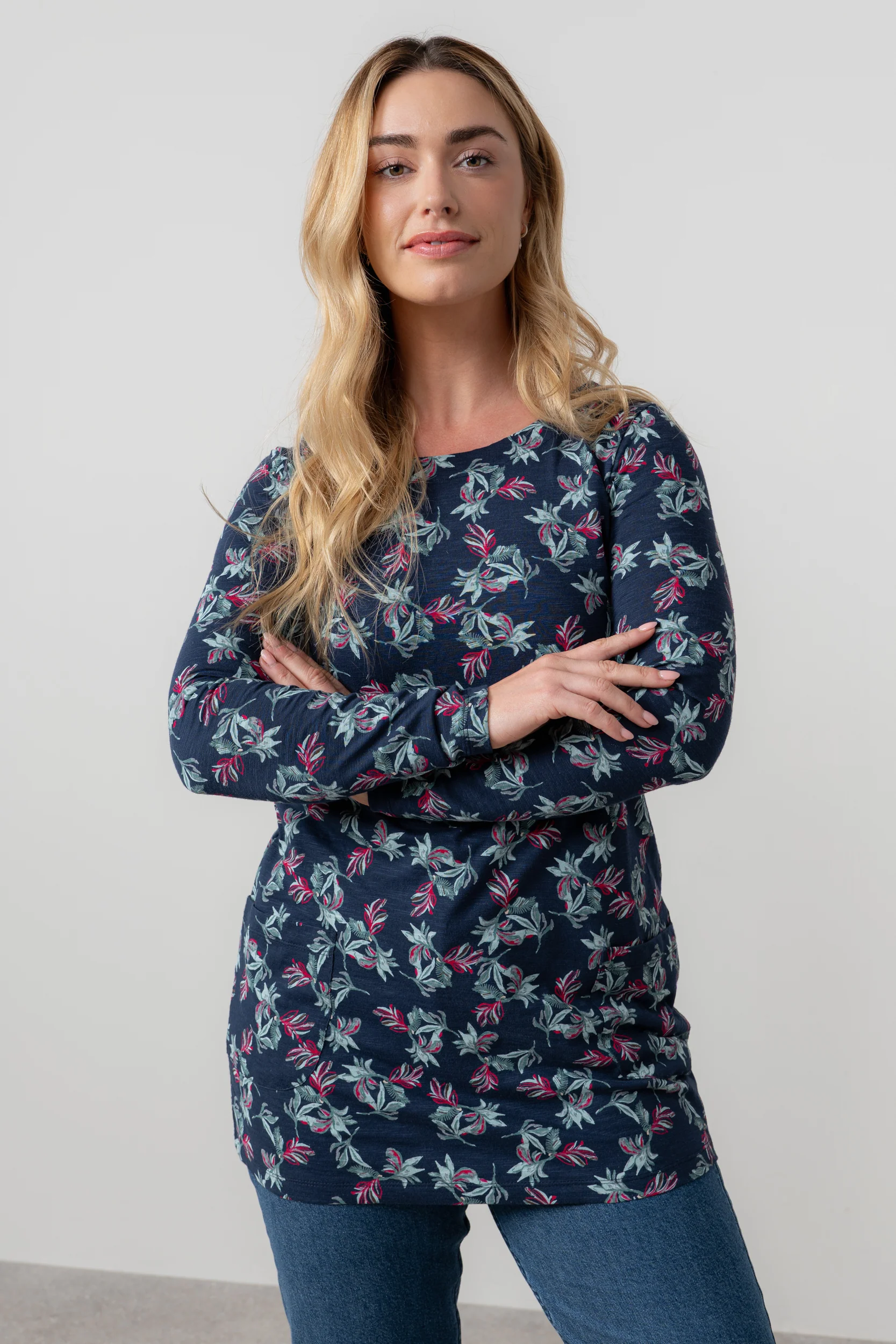 High Tea Organic Cotton Jersey Tunic Navy - Image 6