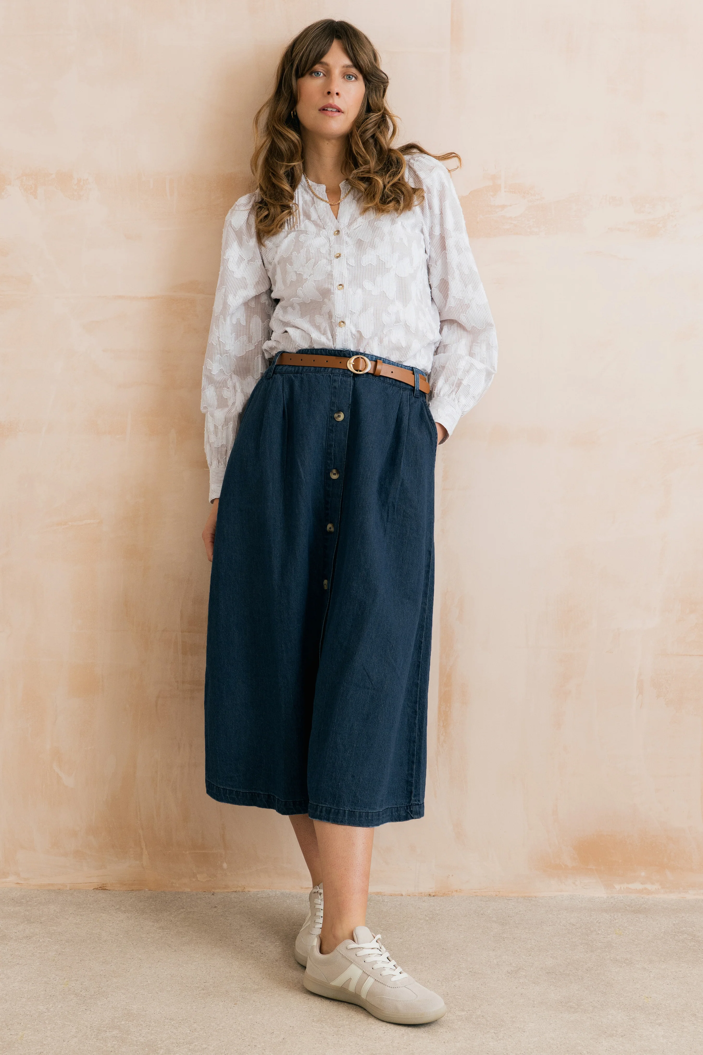 Holly Button Through Denim Midi Skirt - Image 5
