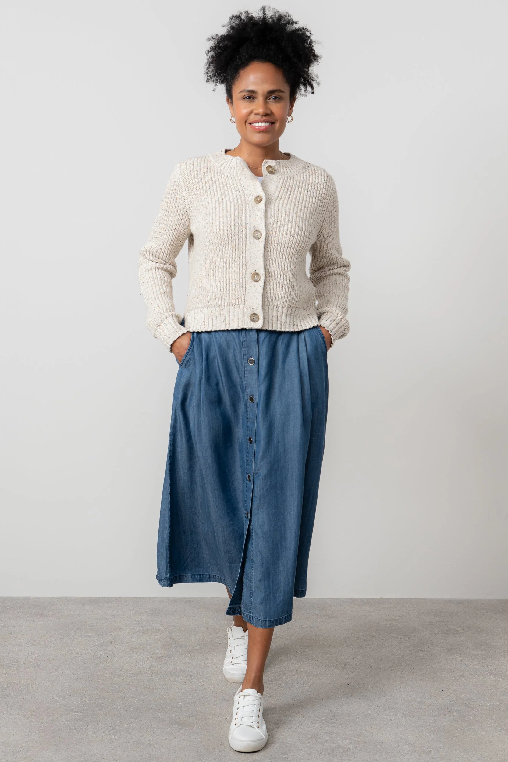 Holly Tencel™ Denim Elasticated Waist Midi Skirt - Image 3