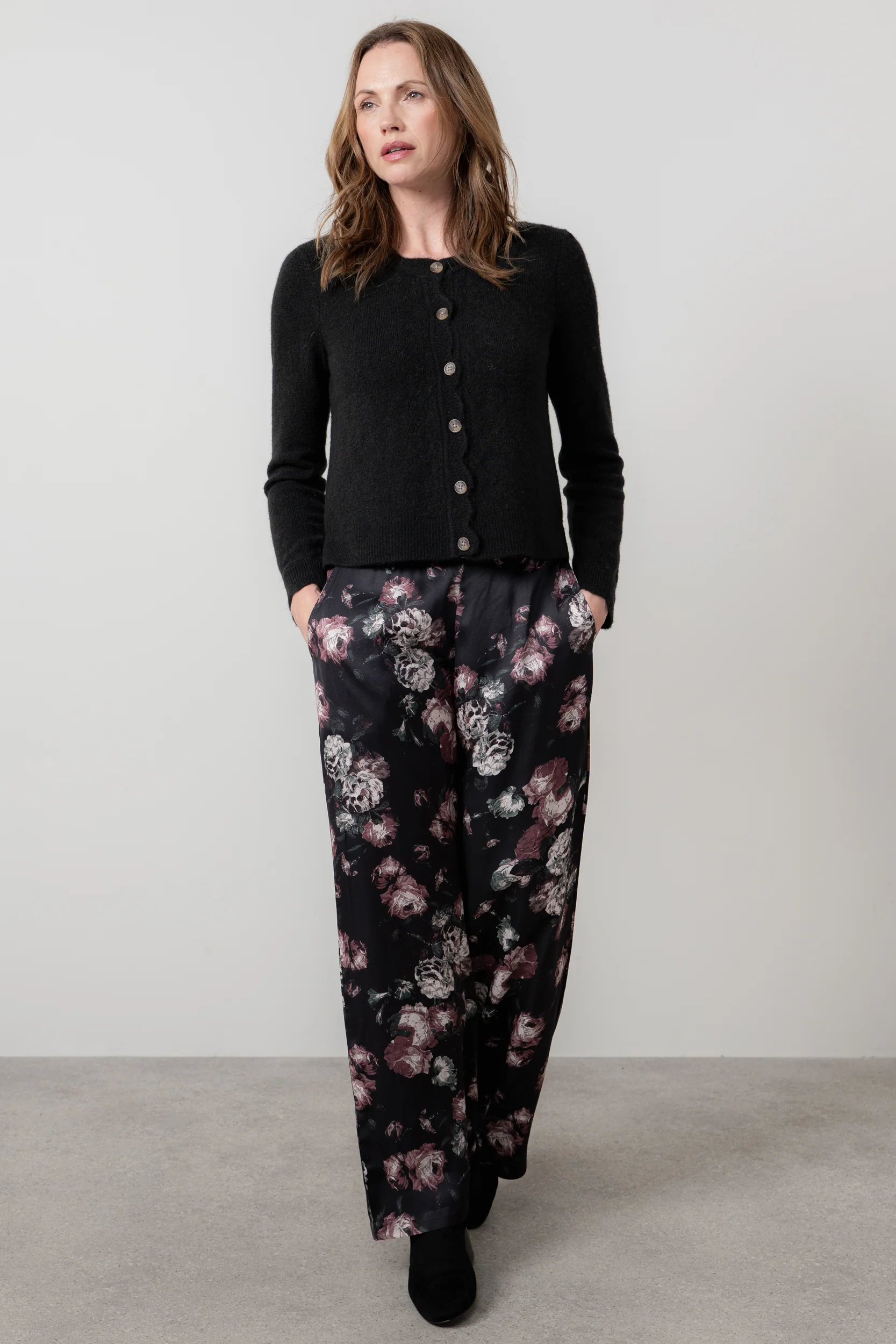 Imogen Pointelle Knit Cardigan Black - Image 3