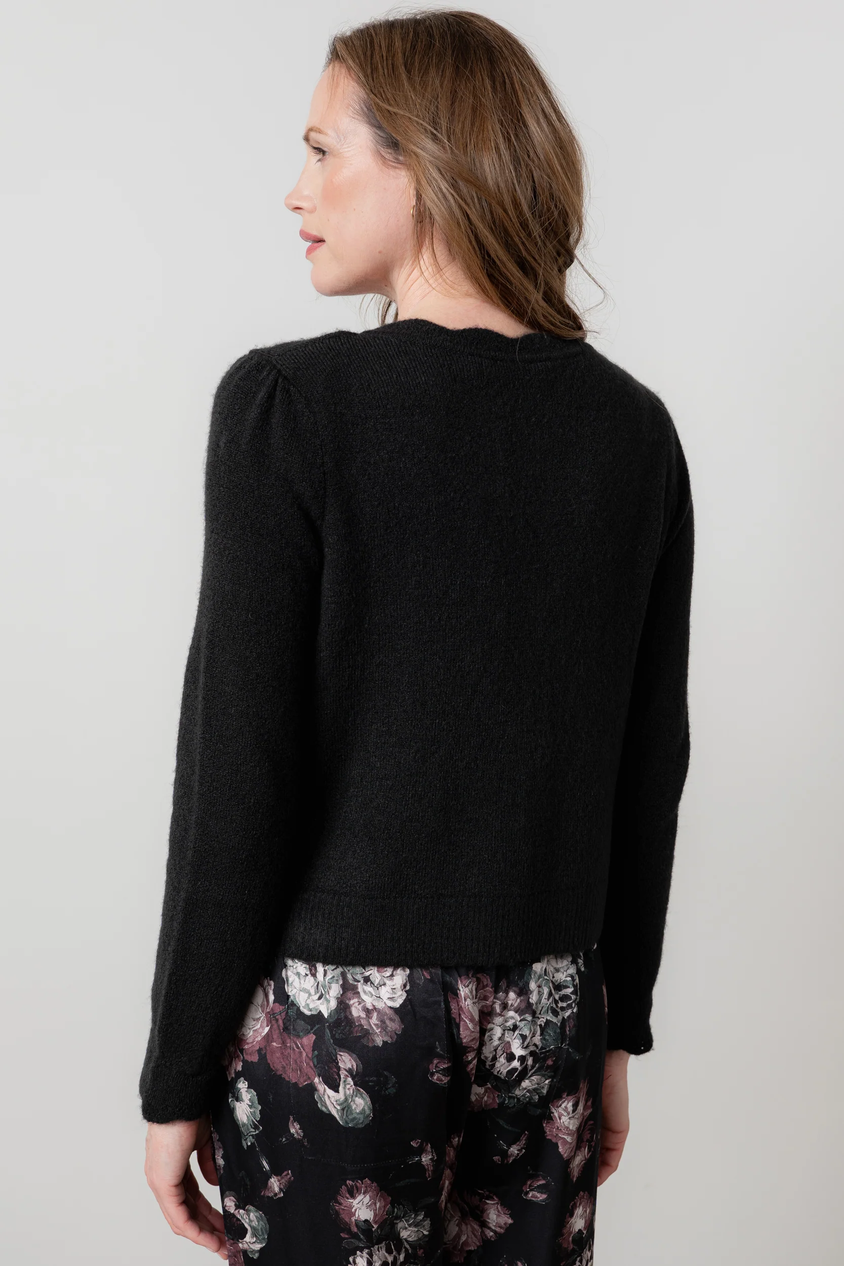 Imogen Pointelle Knit Cardigan Black - Image 4