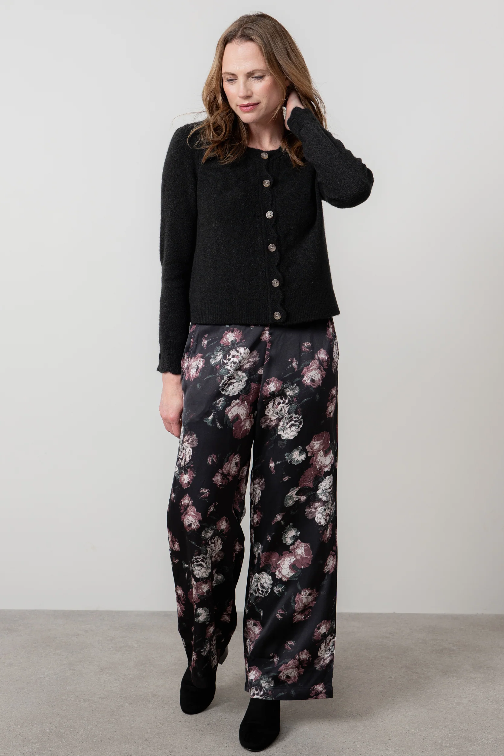 Imogen Pointelle Knit Cardigan Black - Image 7