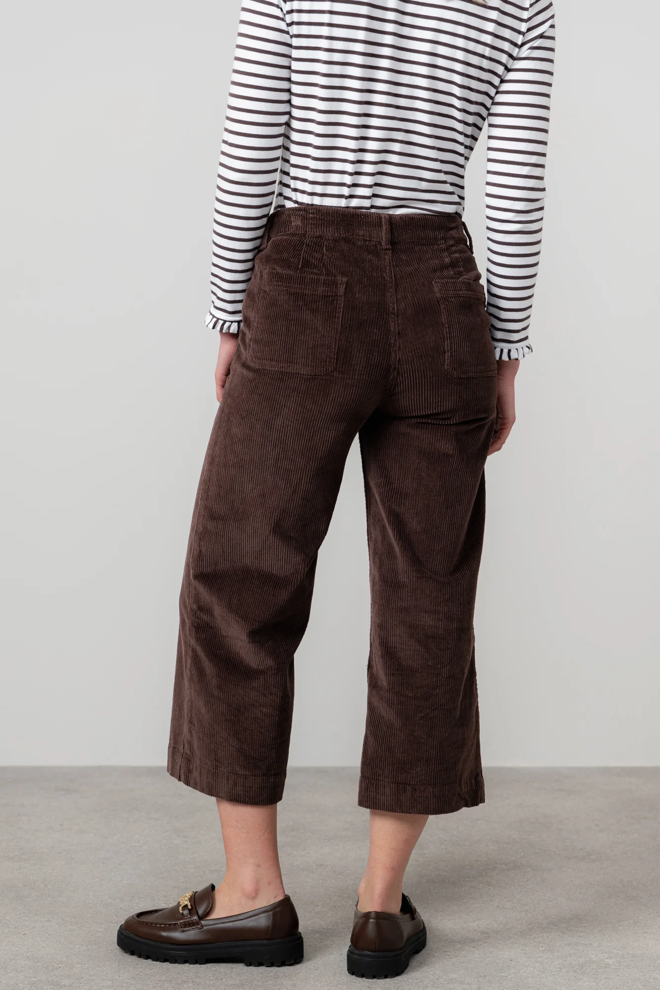 Isla Stretch Jumbo Corduroy Cropped Trousers Chocolate - Image 4