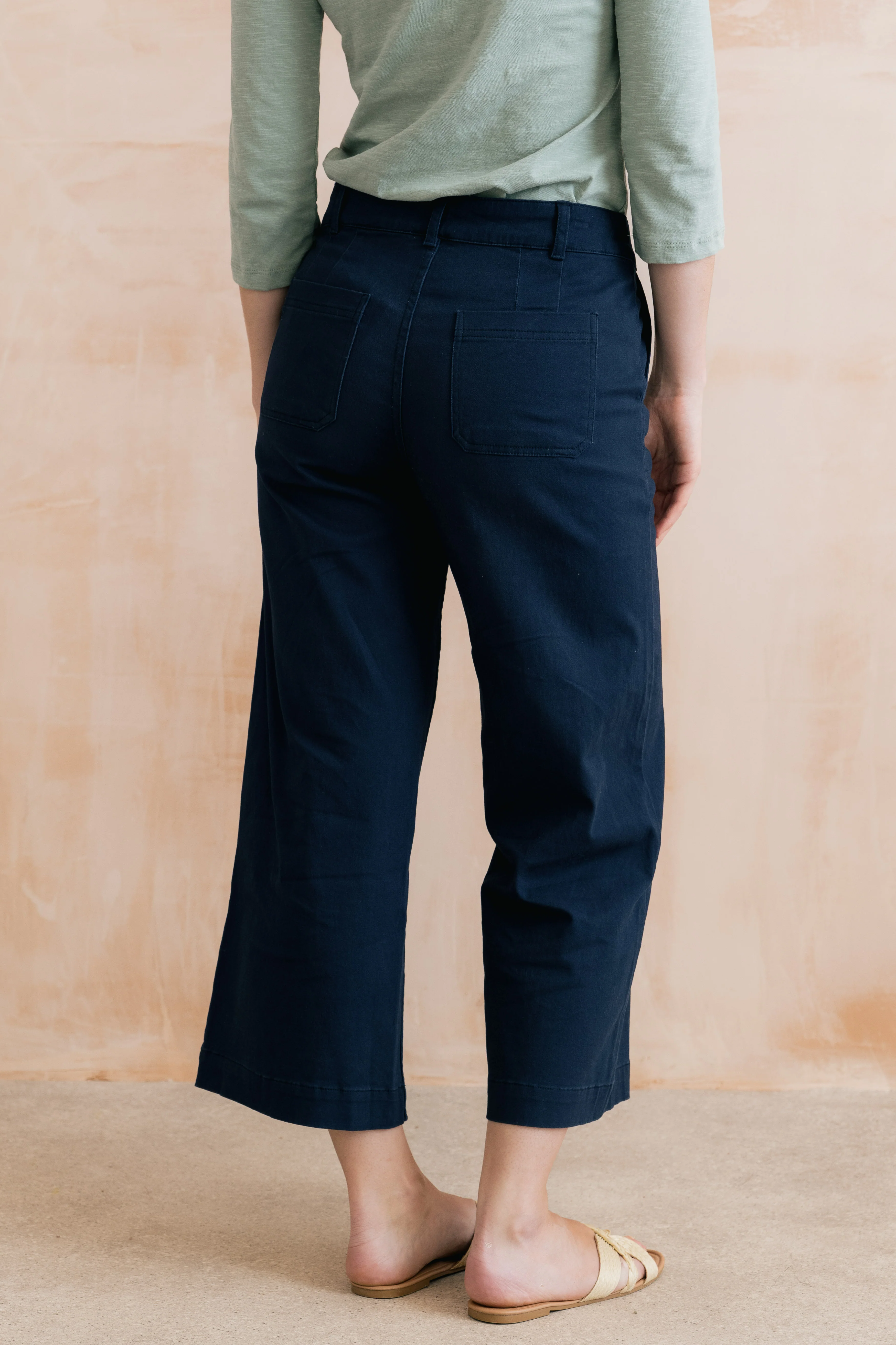 Isla Stretch Twill Crop Trousers Navy - Image 4