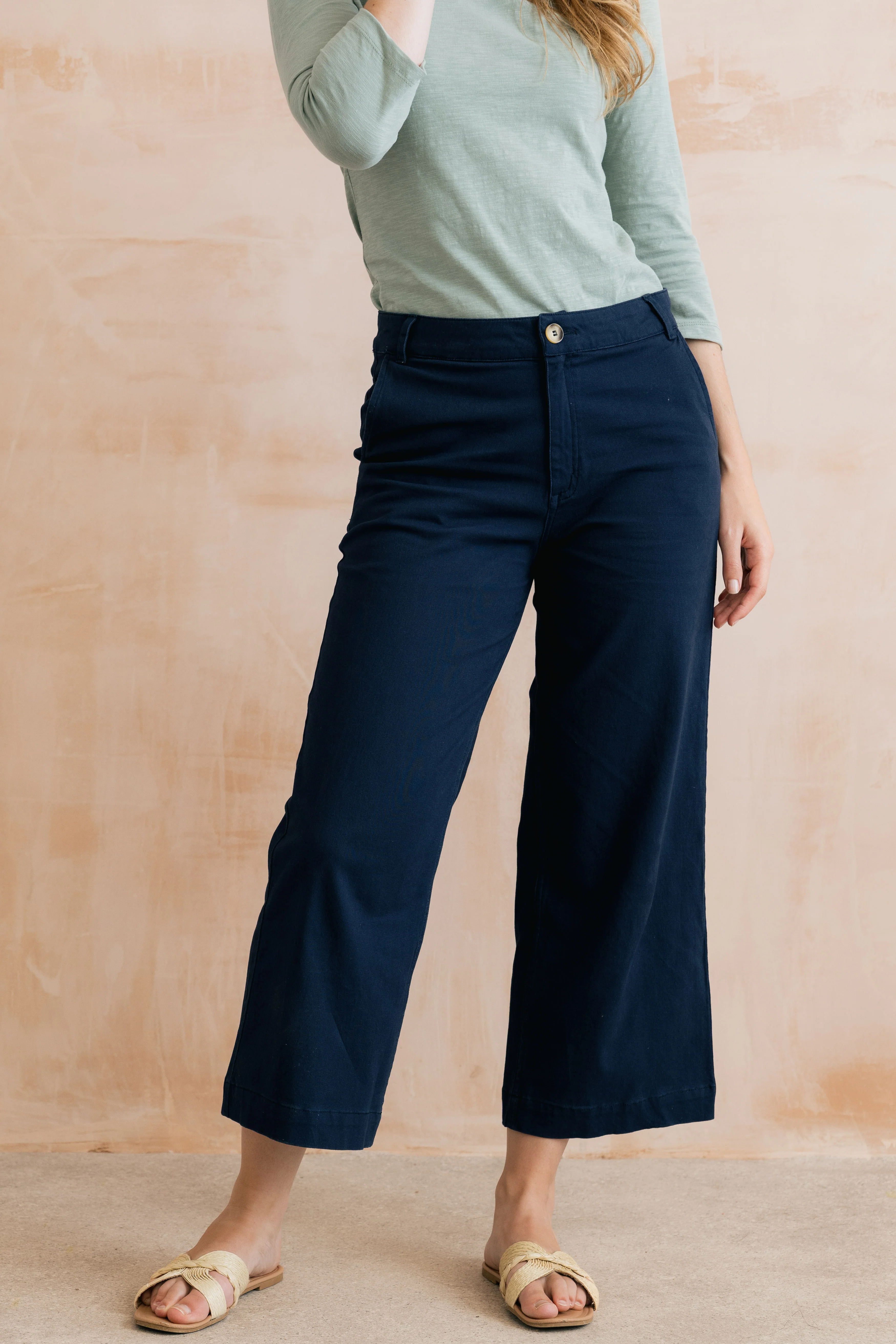 Isla Stretch Twill Crop Trousers Navy - Image 5