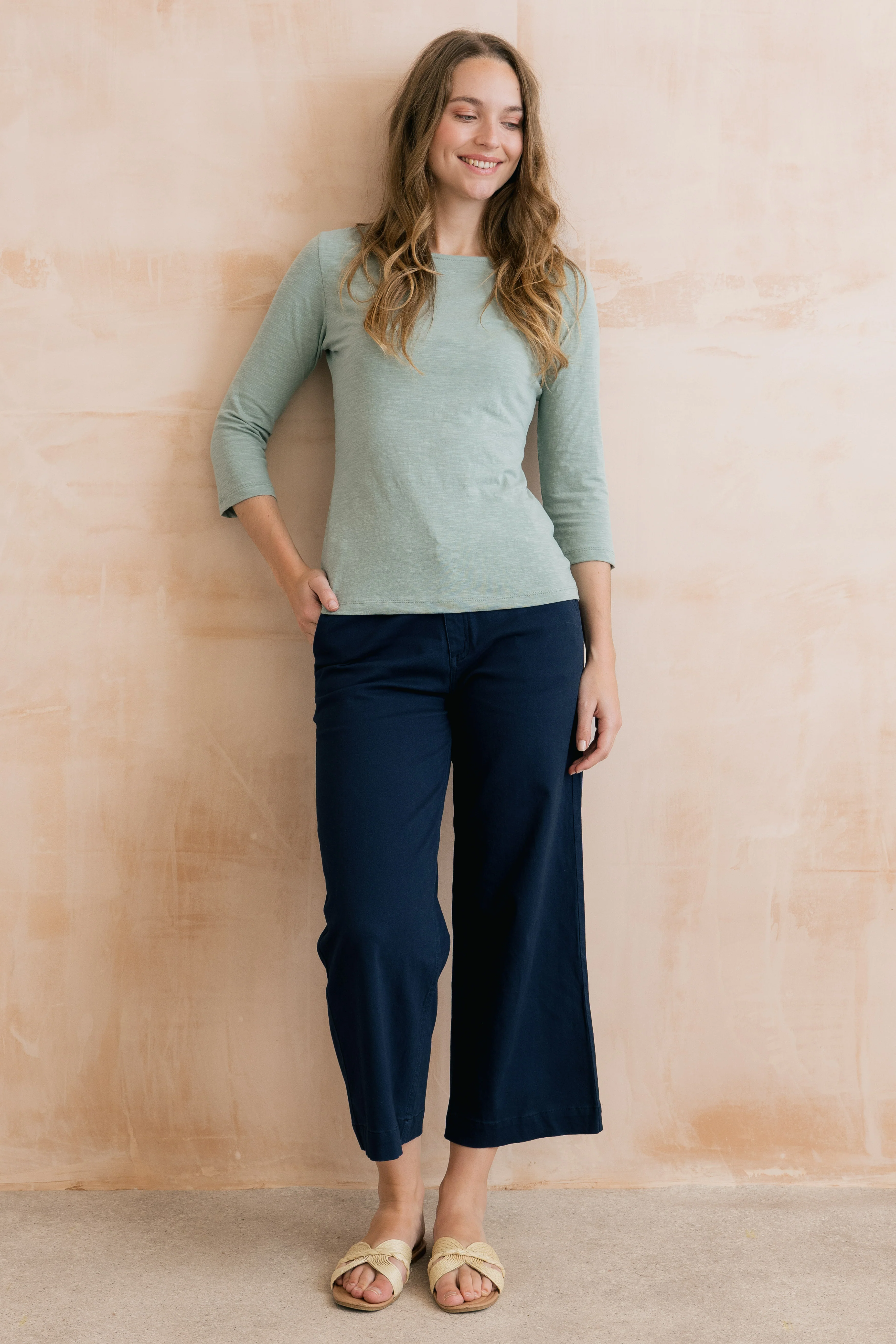 Isla Stretch Twill Crop Trousers Navy - Image 6