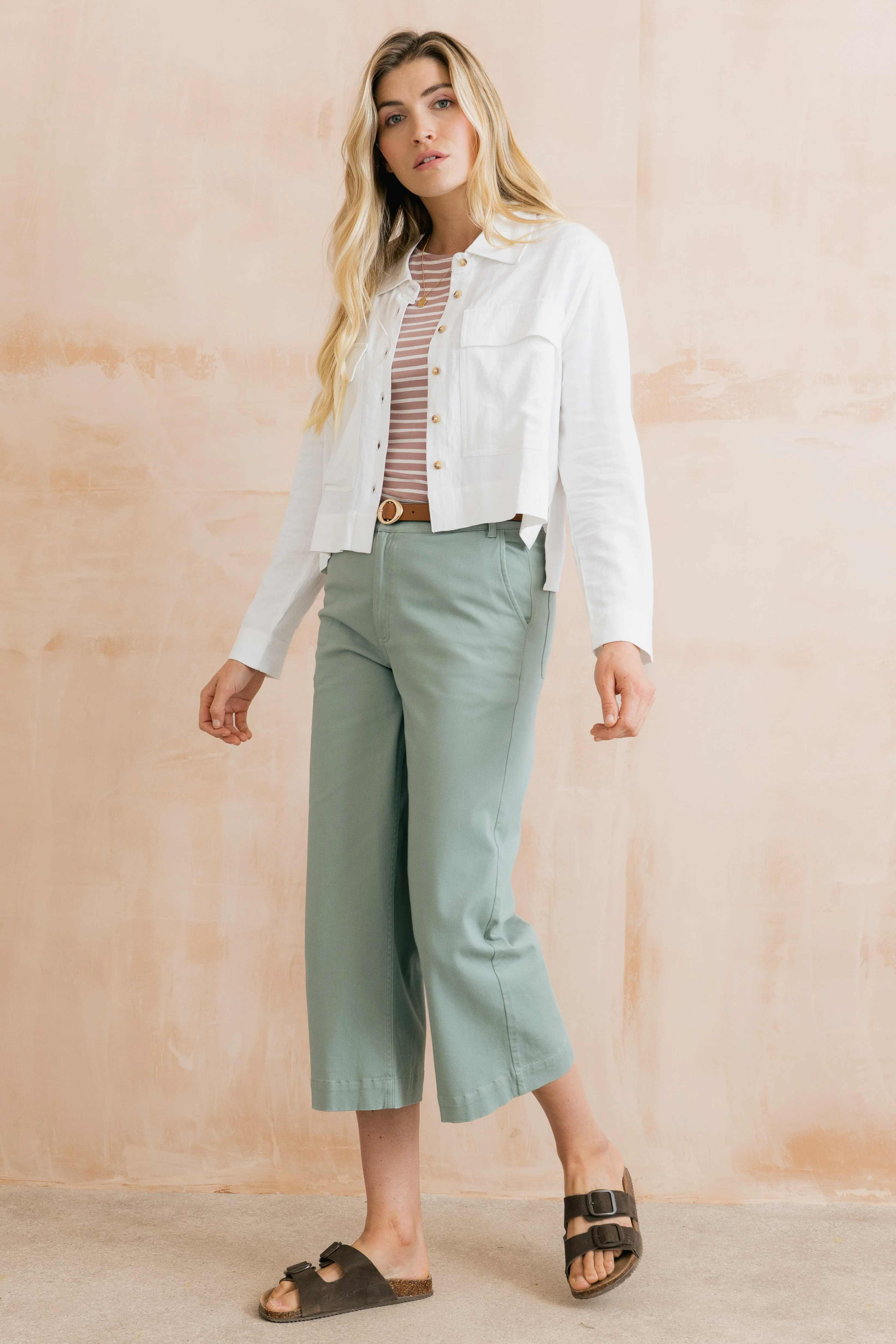 Isla Stretch Twill Crop Trousers Silver Sage - Image 5