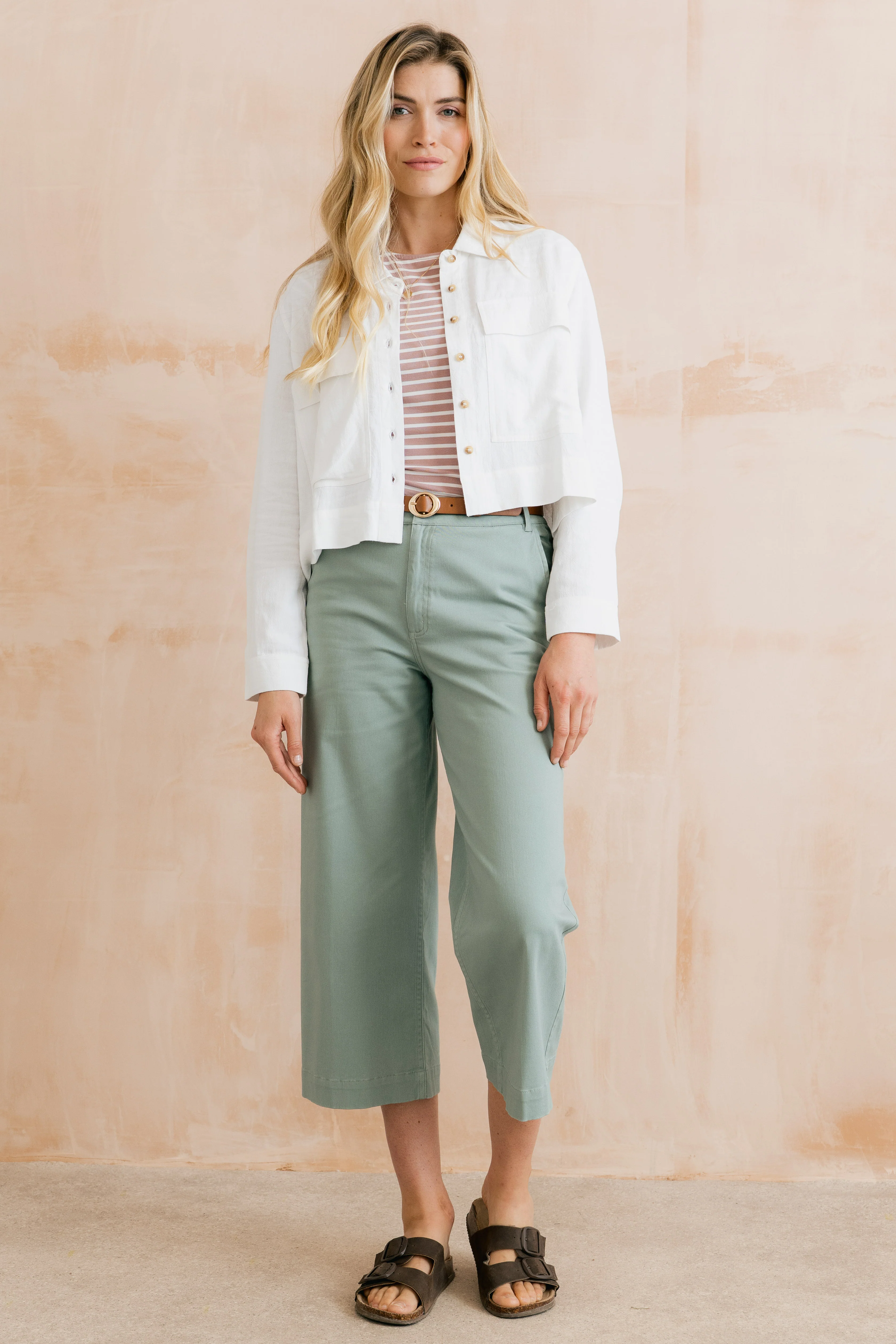 Isla Stretch Twill Crop Trousers Silver Sage - Image 7